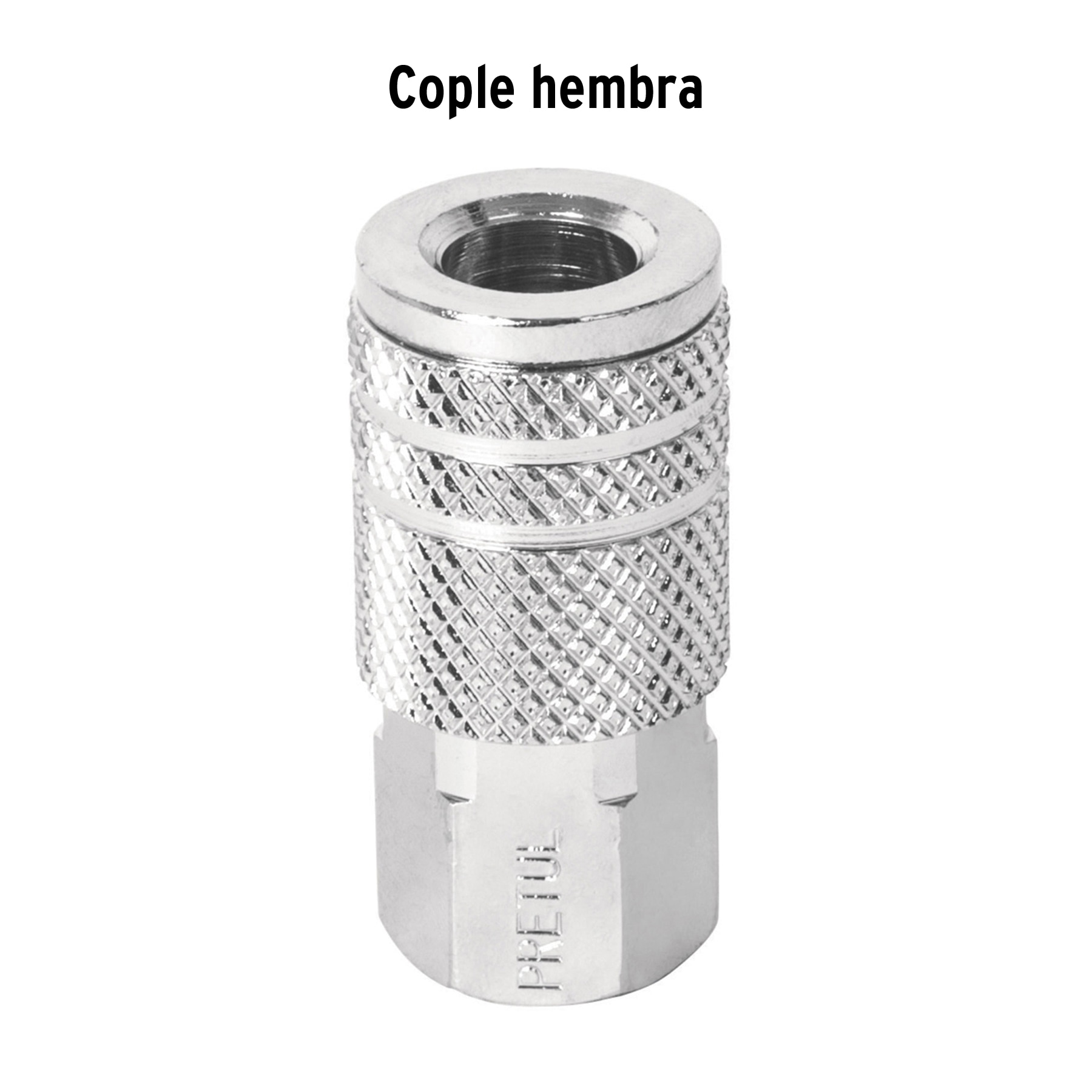 Cople rápido de acero, hembra, cuerda 1/4" NPT, PRETUL PRETUL