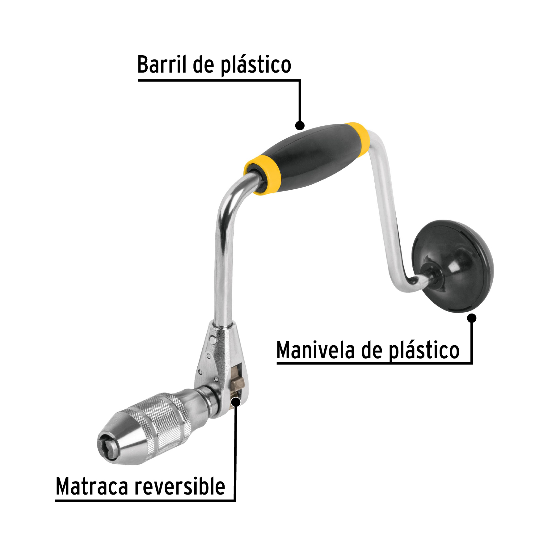 Berbiquí 12" perilla de plástico, PRETUL PRETUL