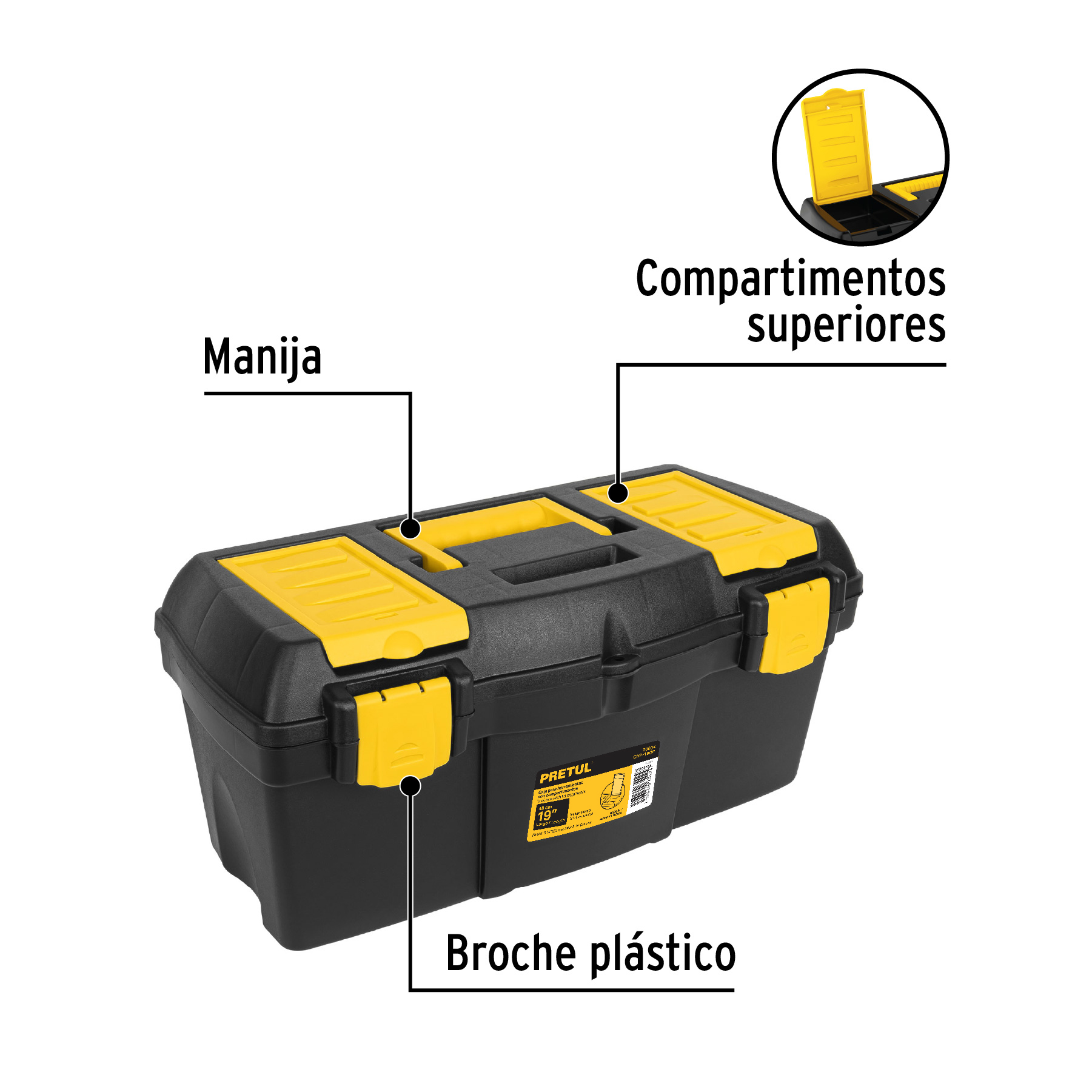 Caja para herramienta de 19" con compartimentos, PRETUL PRETUL