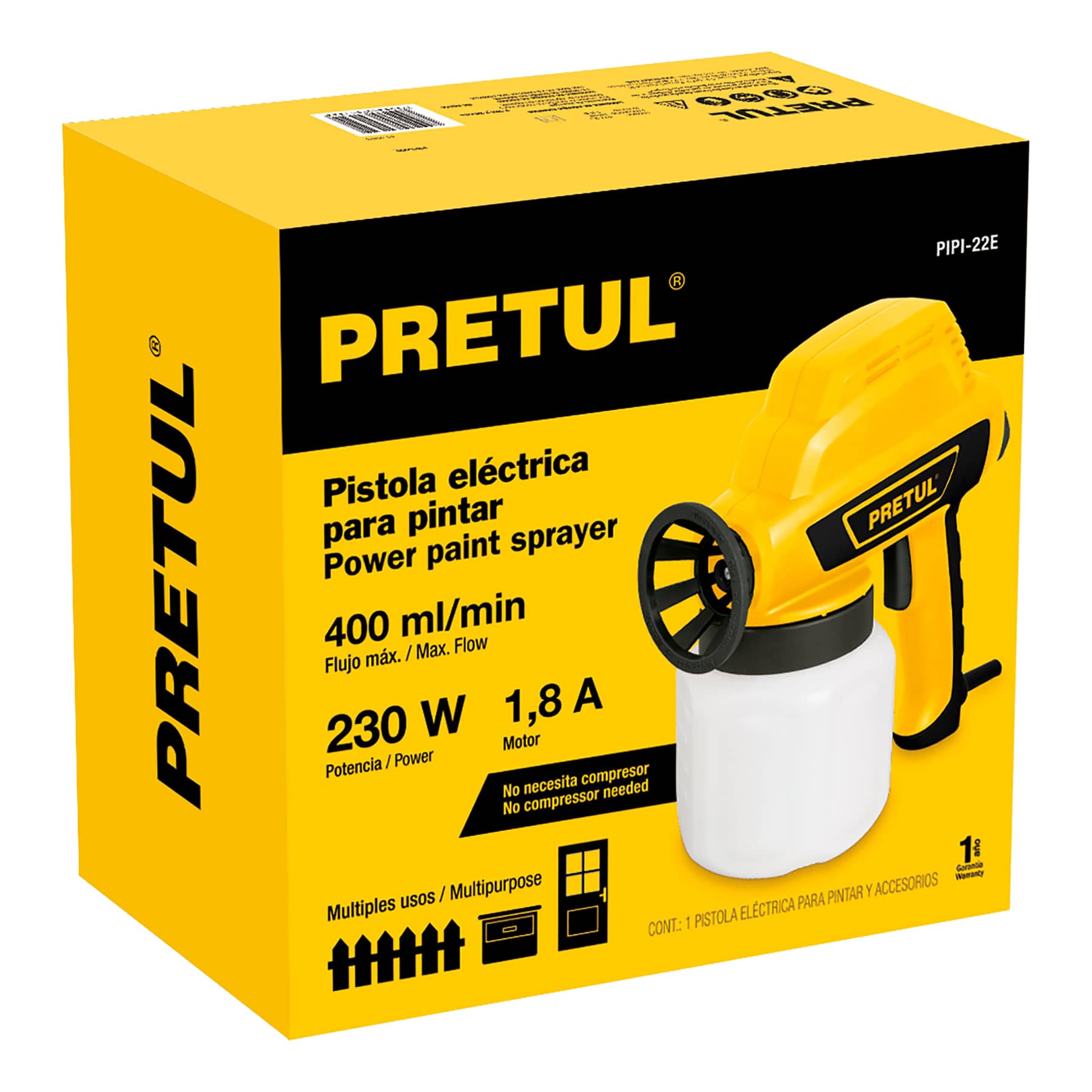 Pistola eléctrica para pintar de 230 W, PRETUL PRETUL