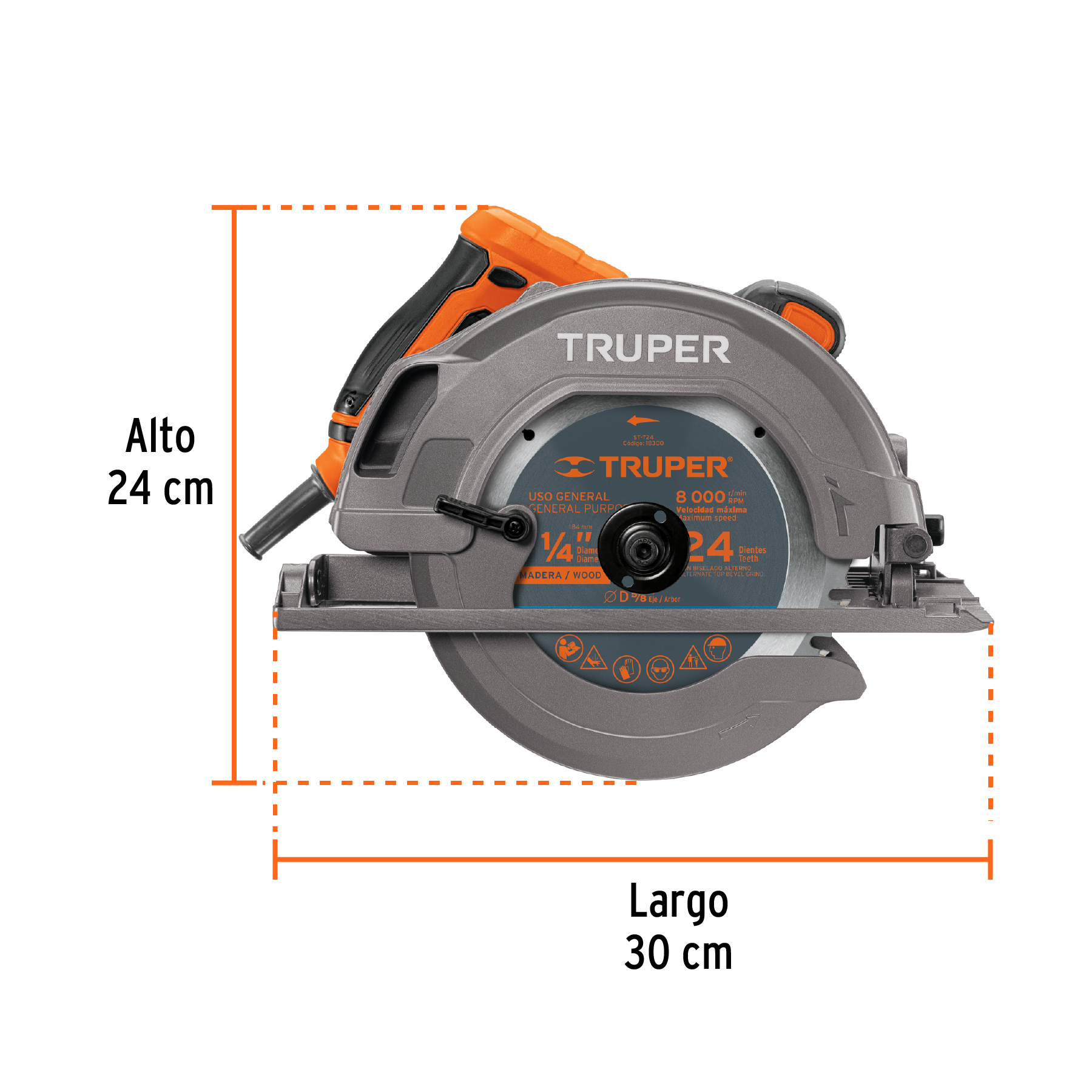Sierra circular 7-1/4", 1750W, TRUPER PRO TRUPER