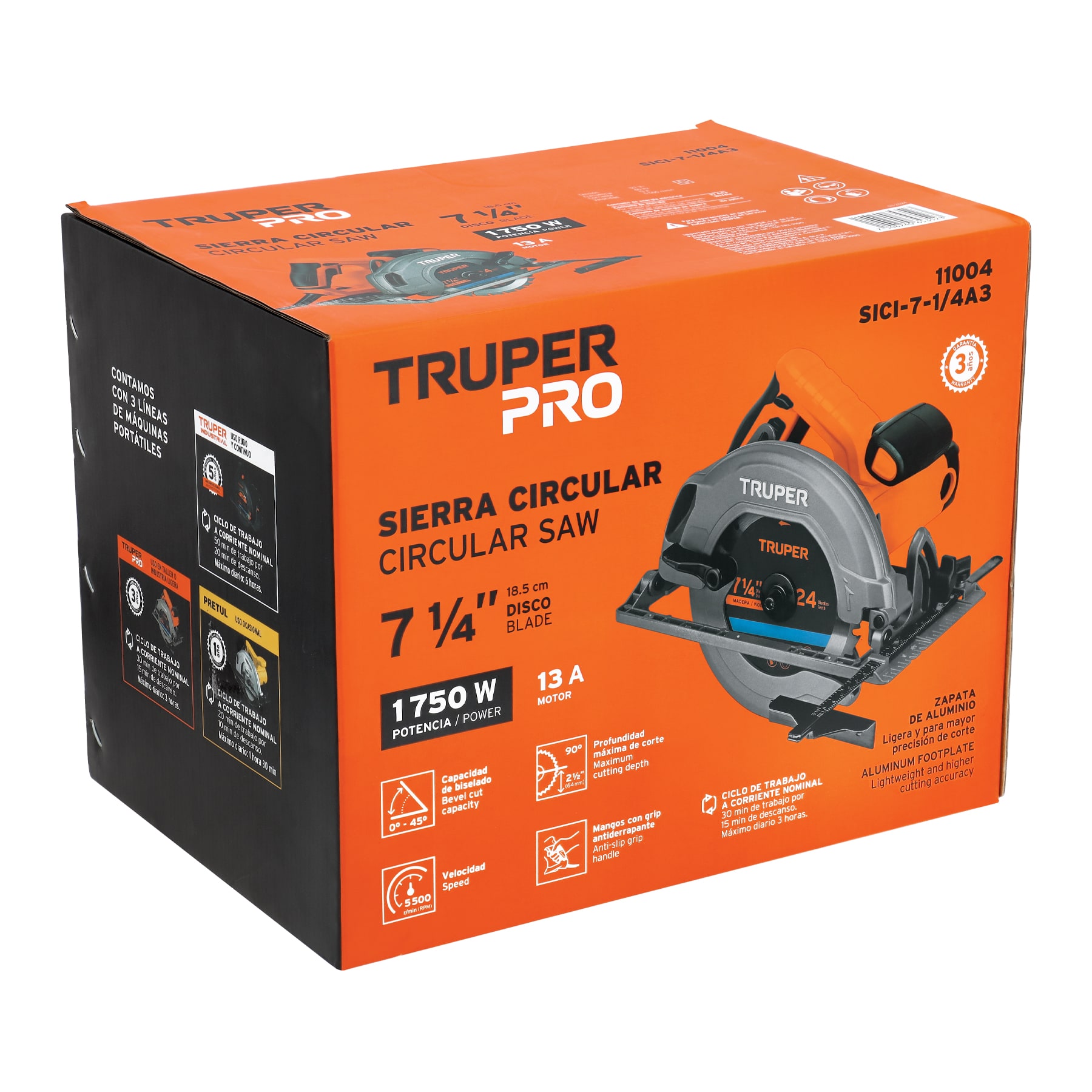 Sierra circular 7-1/4", 1750W, TRUPER PRO TRUPER