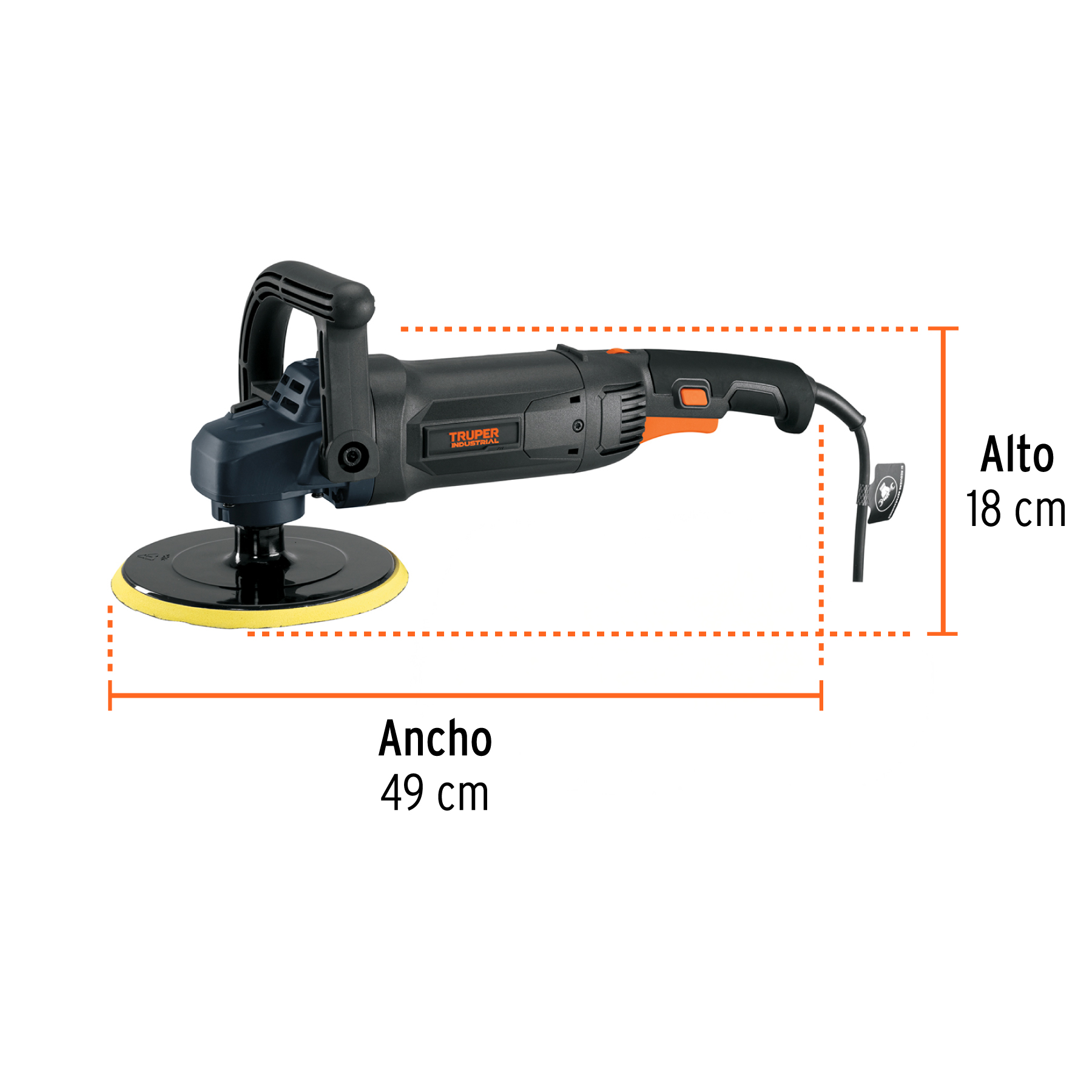 Pulidora rotativa 7", 1200W, TRUPER INDUSTRIAL TRUPER