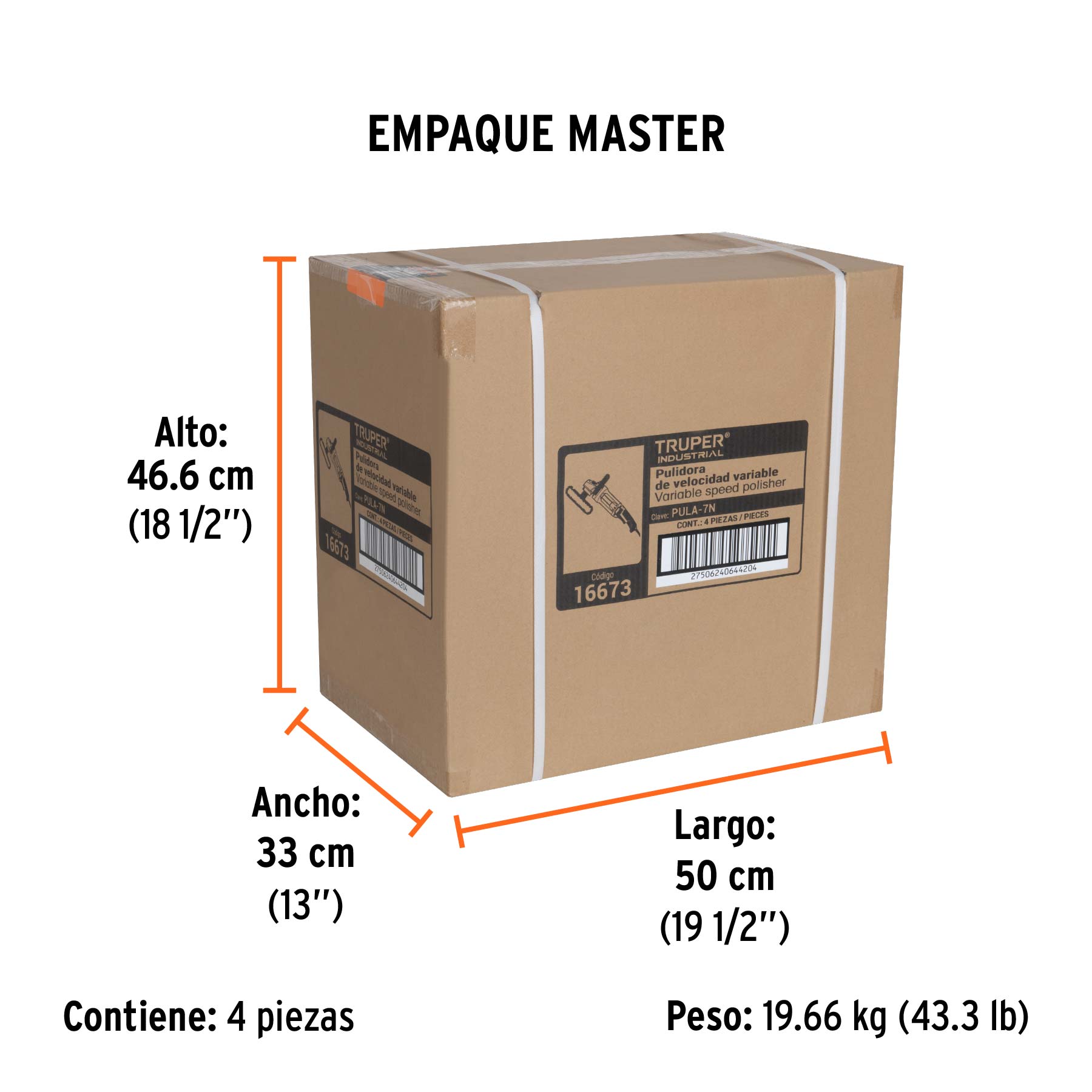 Pulidora rotativa 7", 1200W, TRUPER INDUSTRIAL TRUPER
