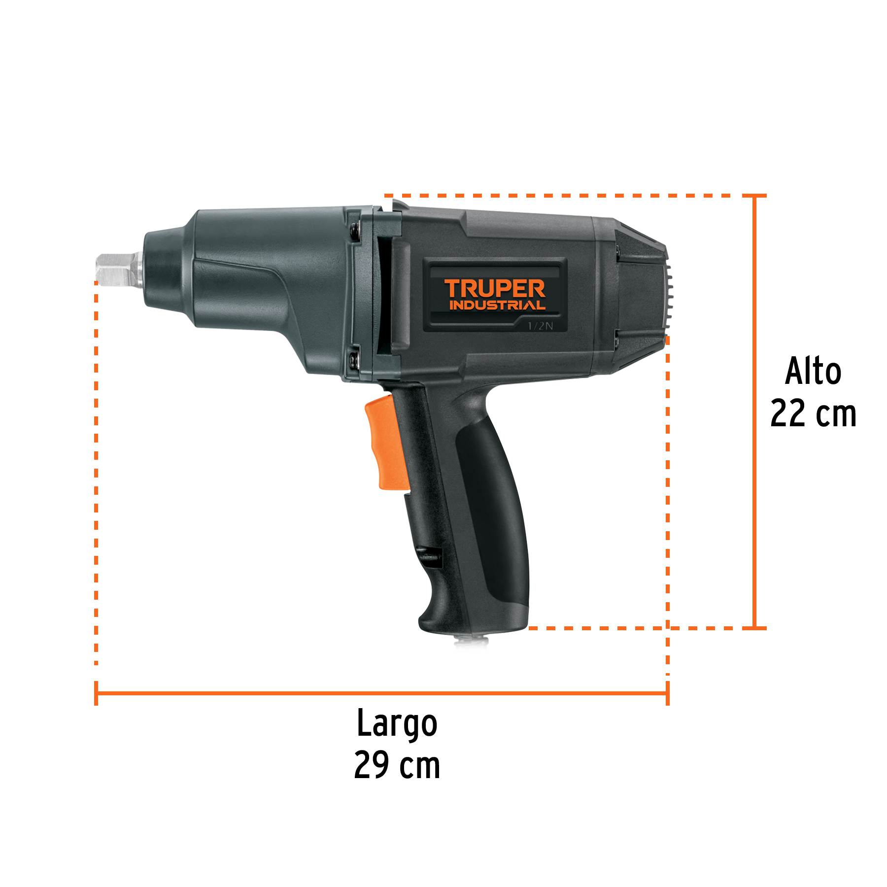 Llave de impacto 1/2" 900W, 320 lb/ft, TRUPER INDUSTRIAL TRUPER