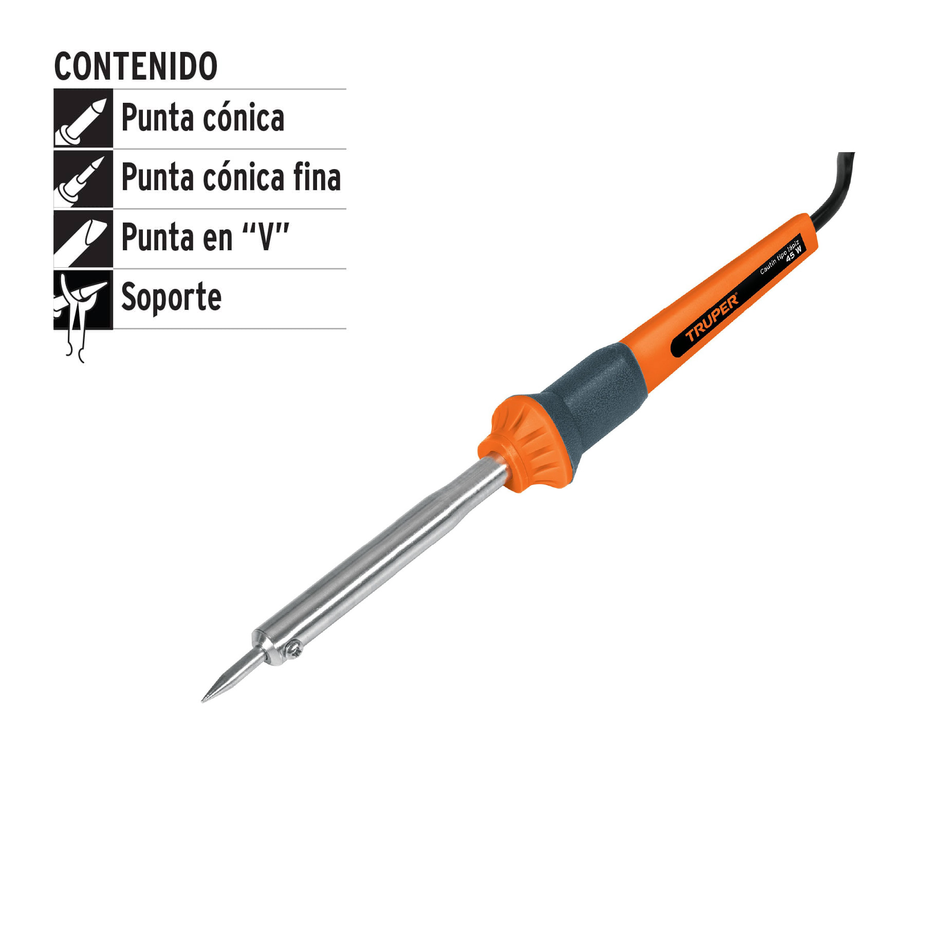 Cautín 45 W tipo lápiz para trabajo medio, TRUPER TRUPER