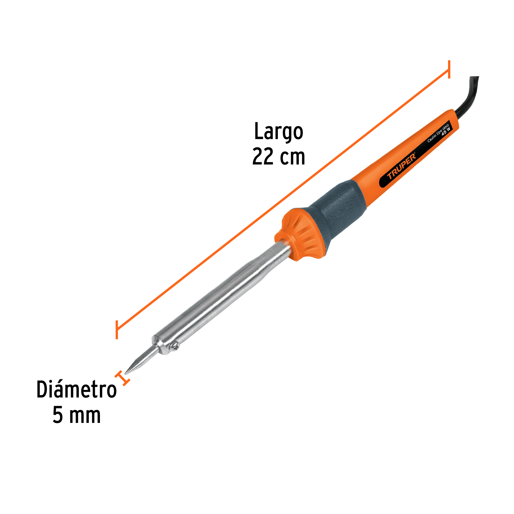Cautín 45 W tipo lápiz para trabajo medio, TRUPER TRUPER