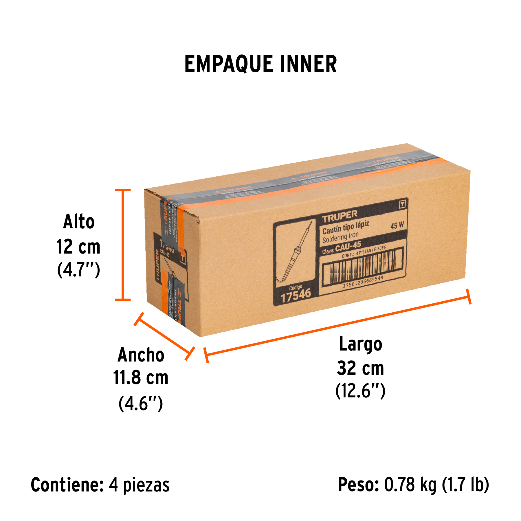Cautín 45 W tipo lápiz para trabajo medio, TRUPER TRUPER