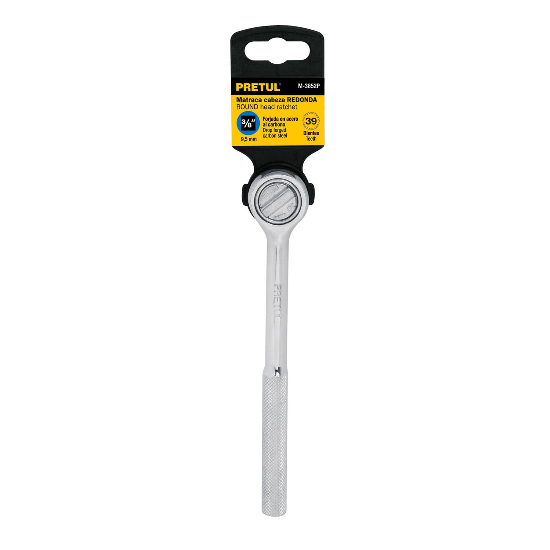 Matraca cuadro 3/8" cabeza redonda, PRETUL PRETUL