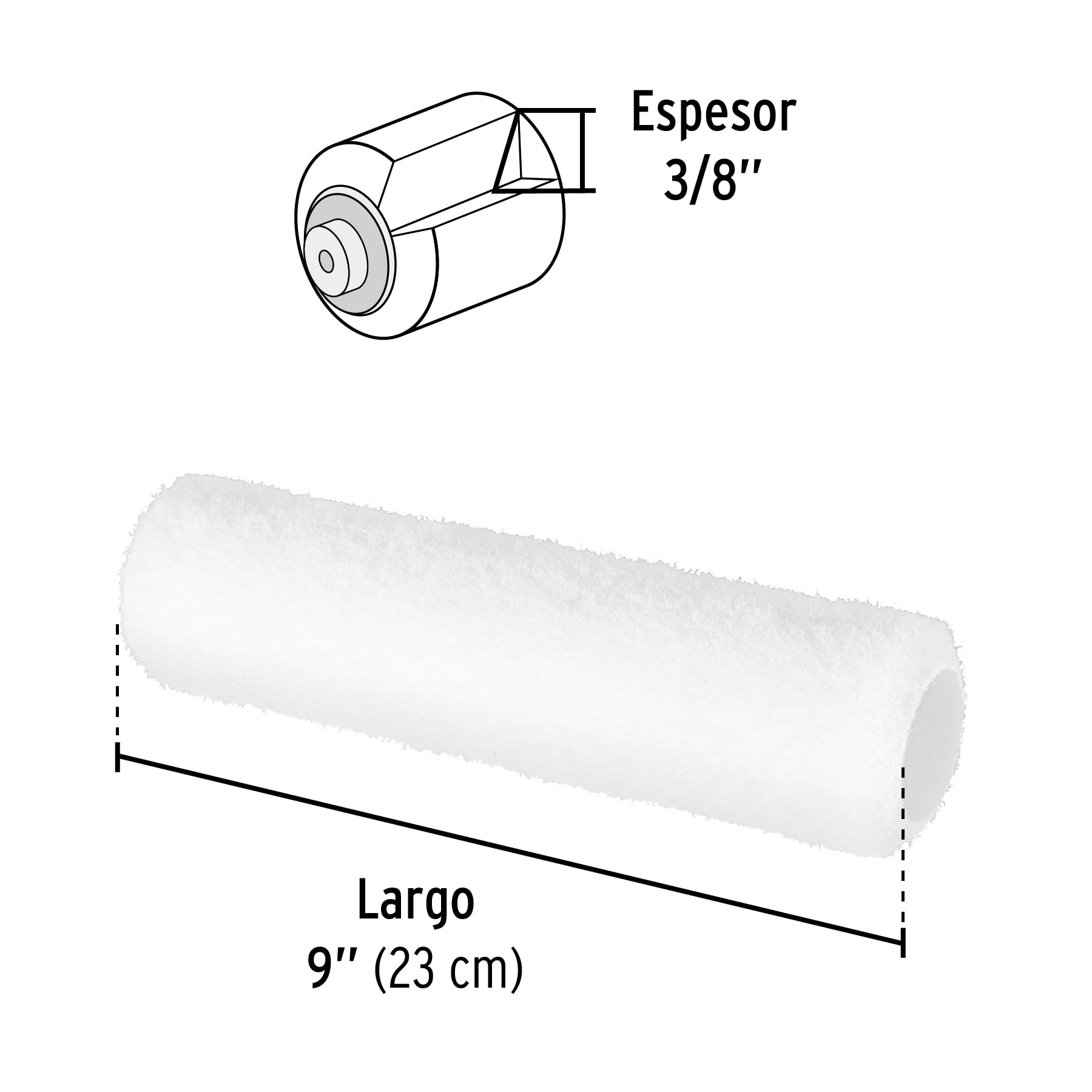 Felpa para rodillo 9 x 3/8" superficies lisas, PRETUL PRETUL