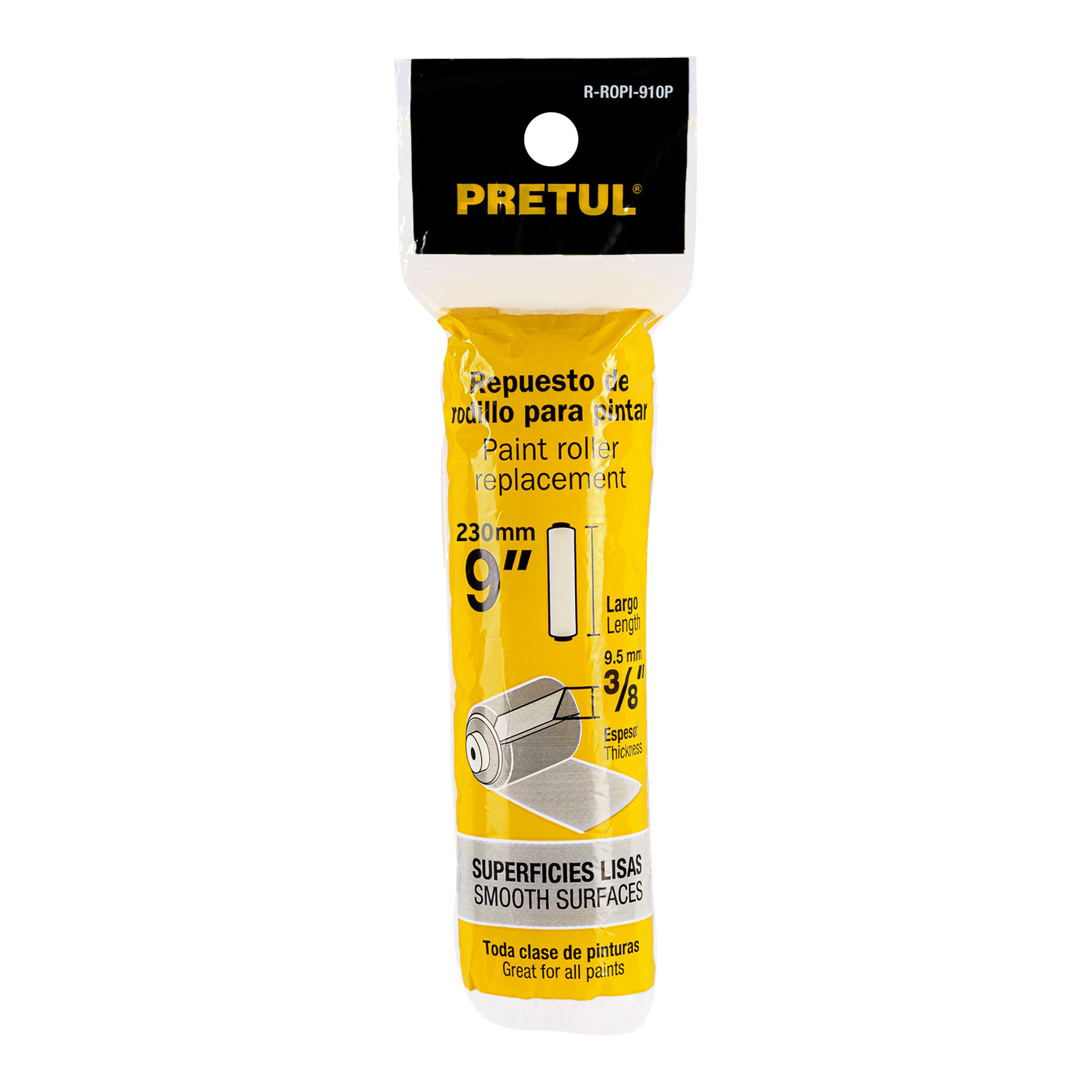 Felpa para rodillo 9 x 3/8" superficies lisas, PRETUL PRETUL