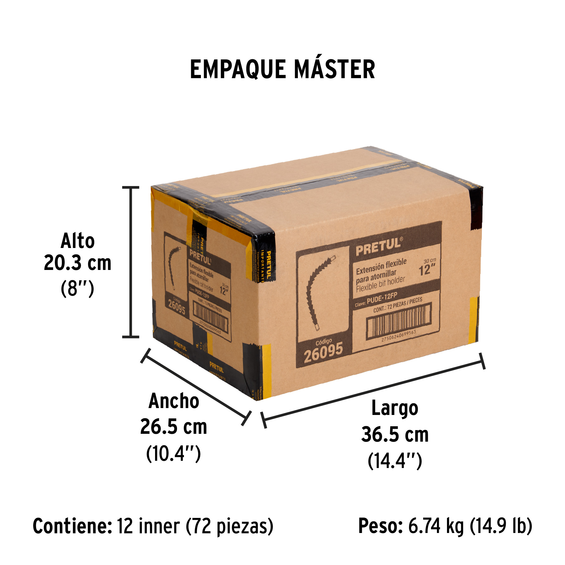Extensión 12" flexible, para atornillar, PRETUL PRETUL