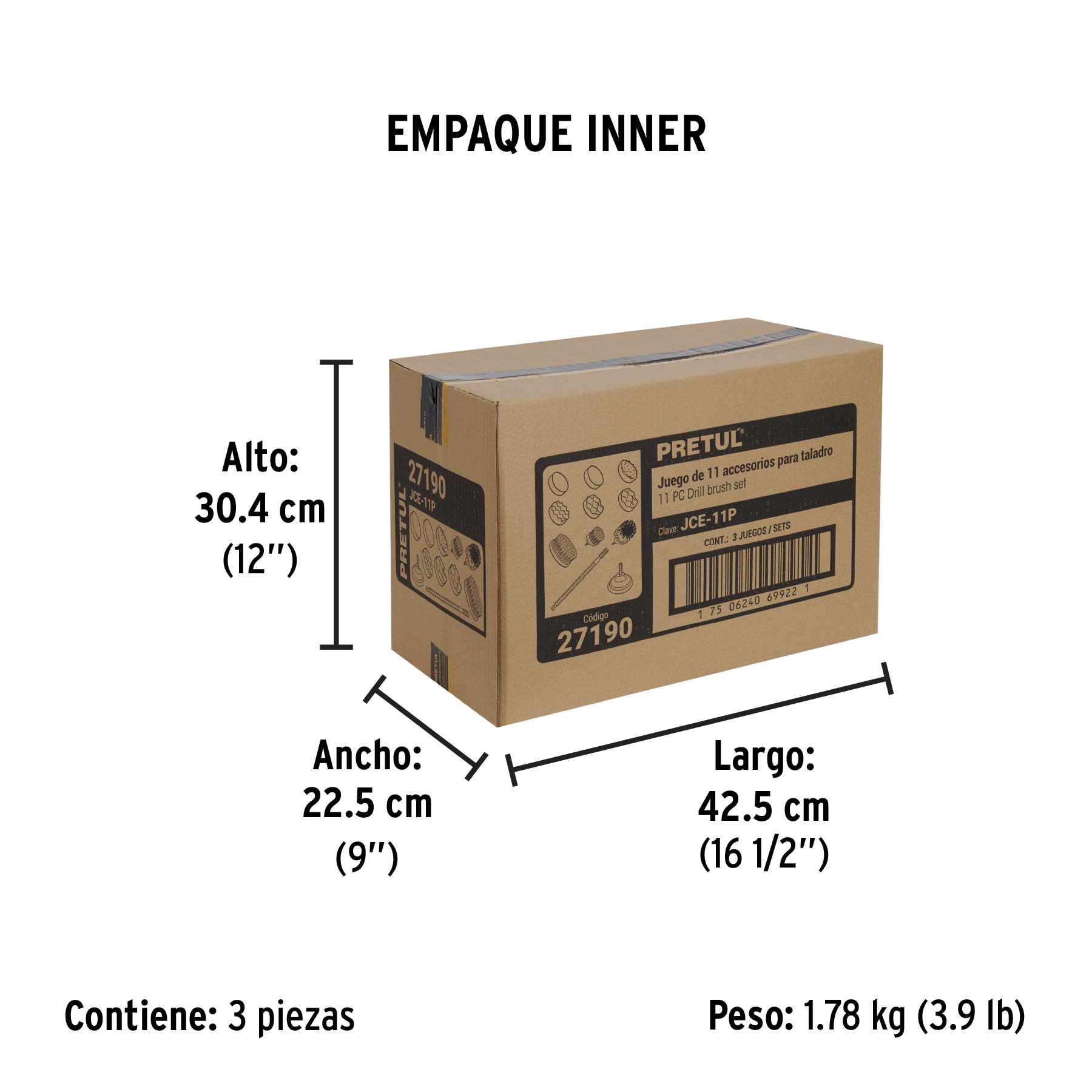 Juego 11 accesorios, limpieza y pulido para taladro, PRETUL PRETUL