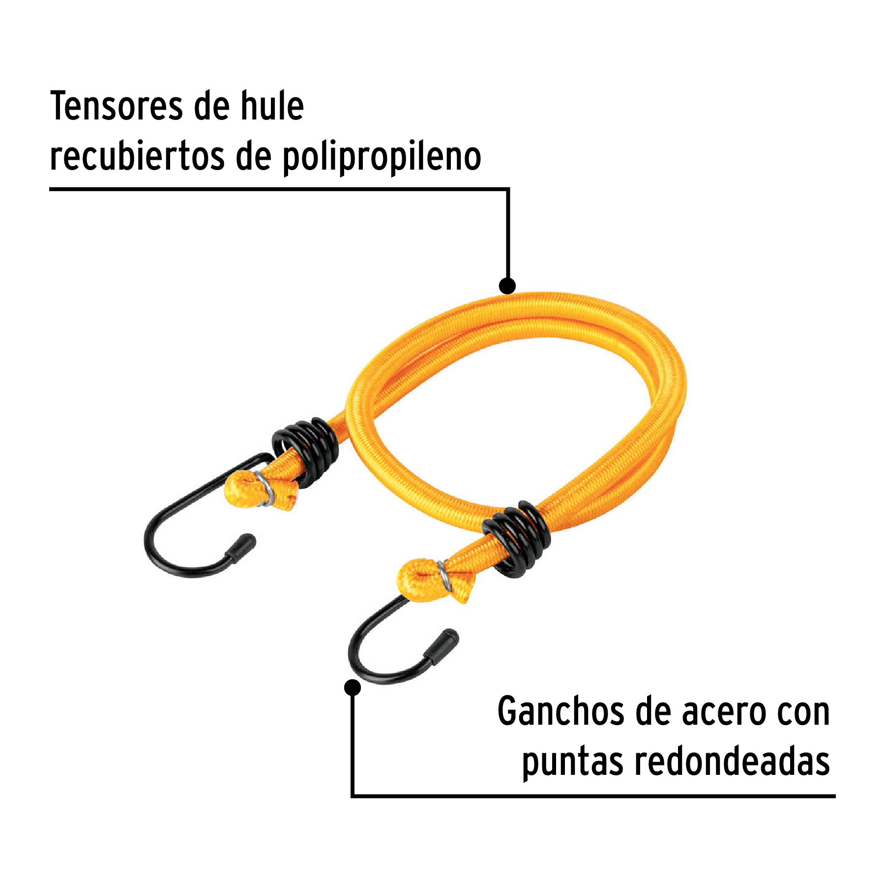 Bolsa con 2 tensores elásticos amarillos de 60 cm, PRETUL PRETUL