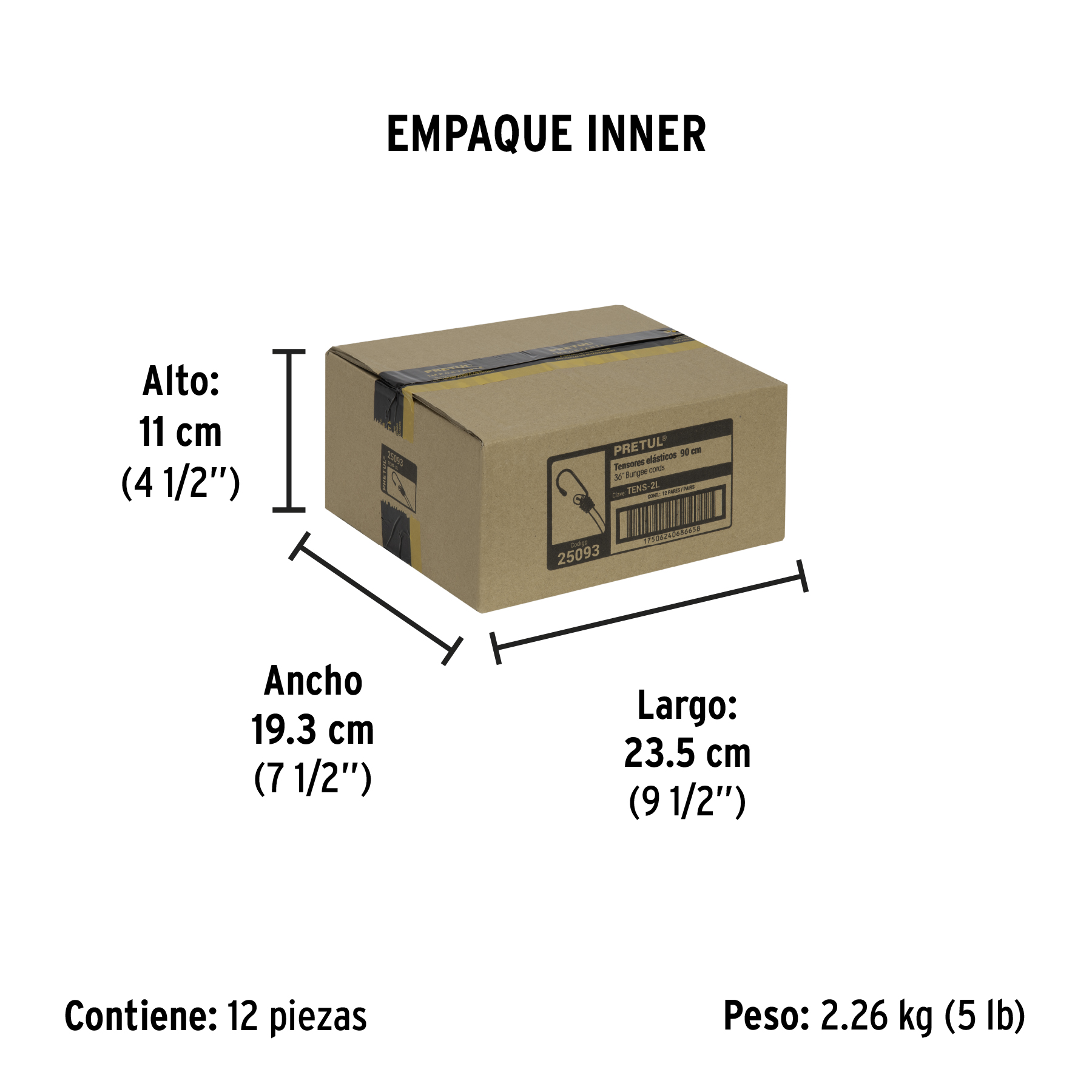 Bolsa con 2 tensores elásticos azules de 90 cm, PRETUL PRETUL