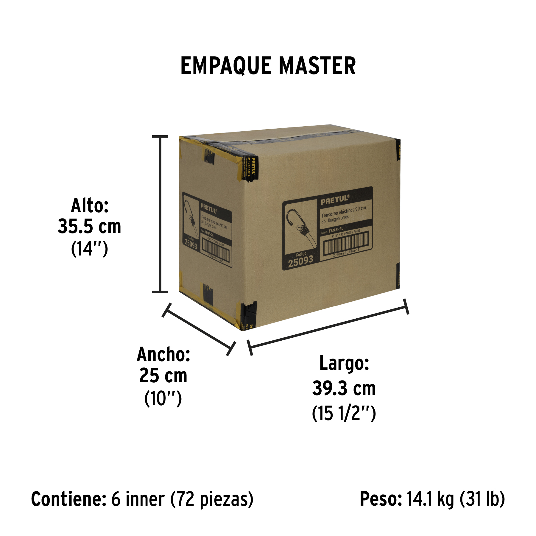 Bolsa con 2 tensores elásticos azules de 90 cm, PRETUL PRETUL