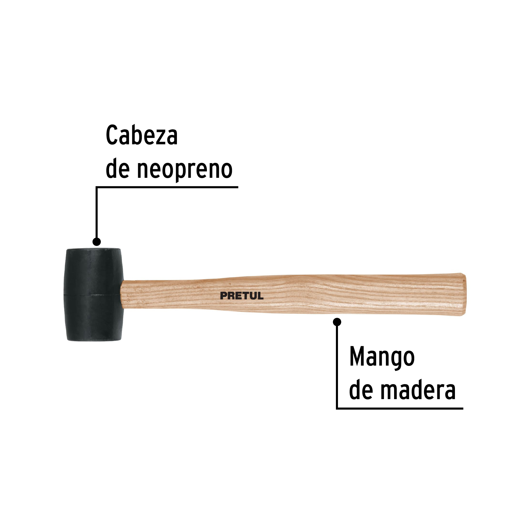 Mazo de hule, 8 oz, PRETUL PRETUL