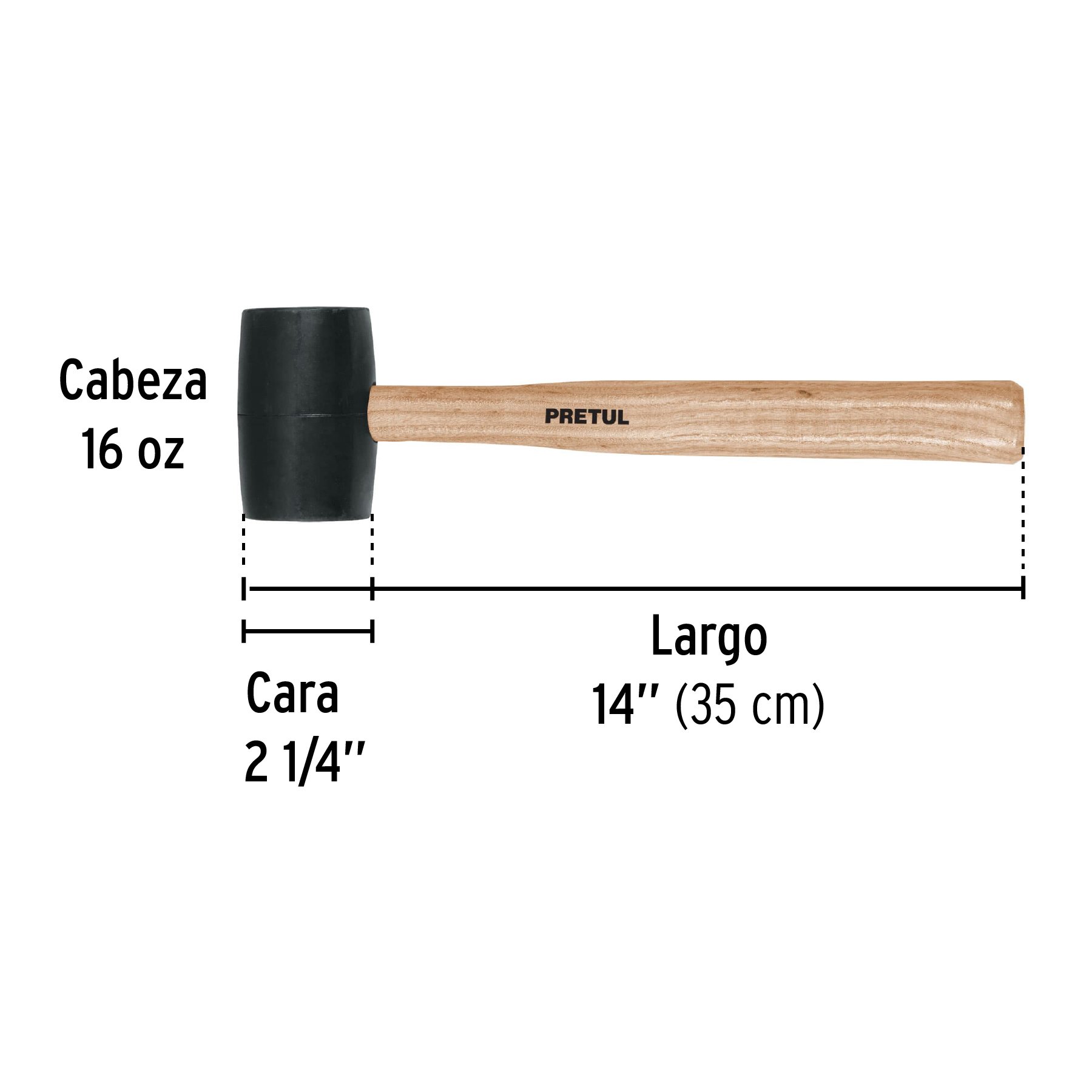 Mazo de hule, 16 oz, PRETUL PRETUL