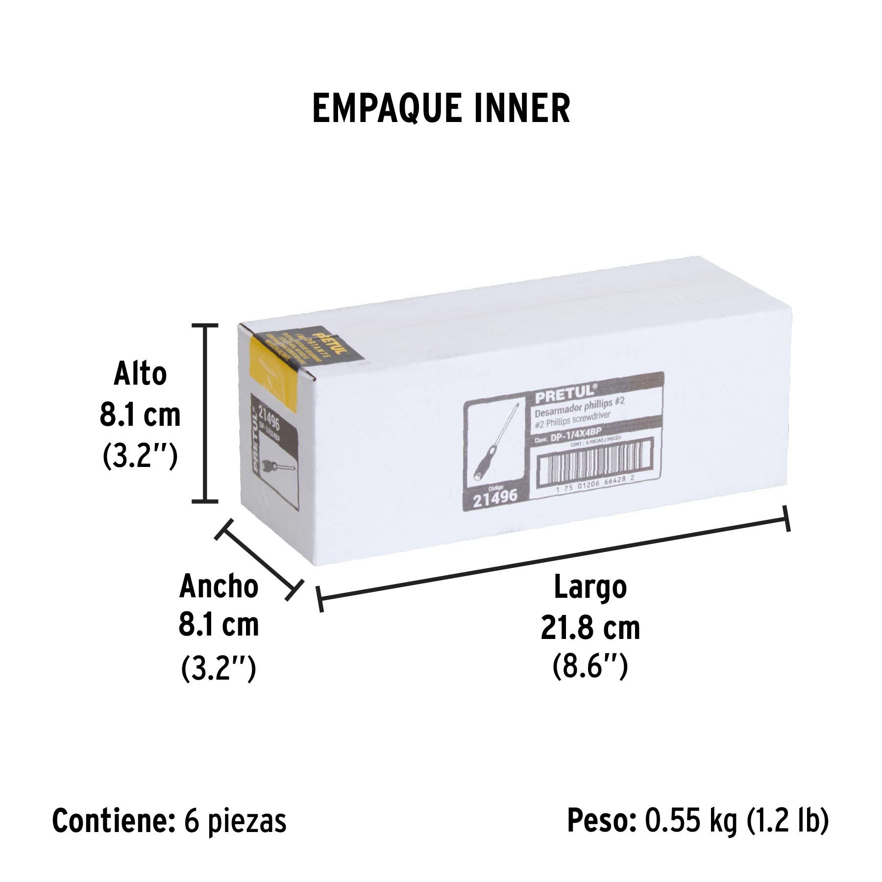 Desarmador de cruz 1/4" x 4" mango Comfort Grip, PRETUL PRETUL