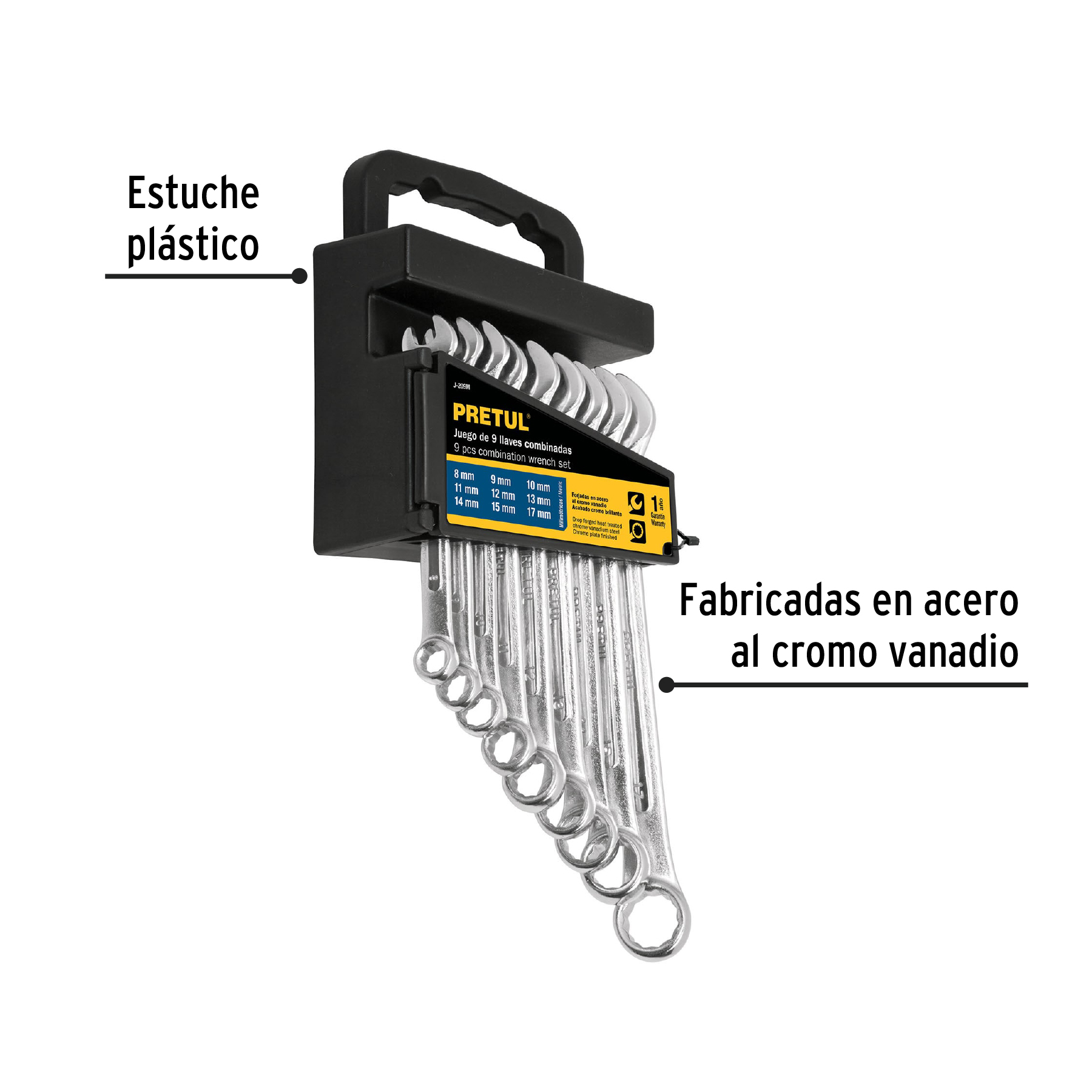 Juego de 9 llaves combinadas mm, PRETUL PRETUL