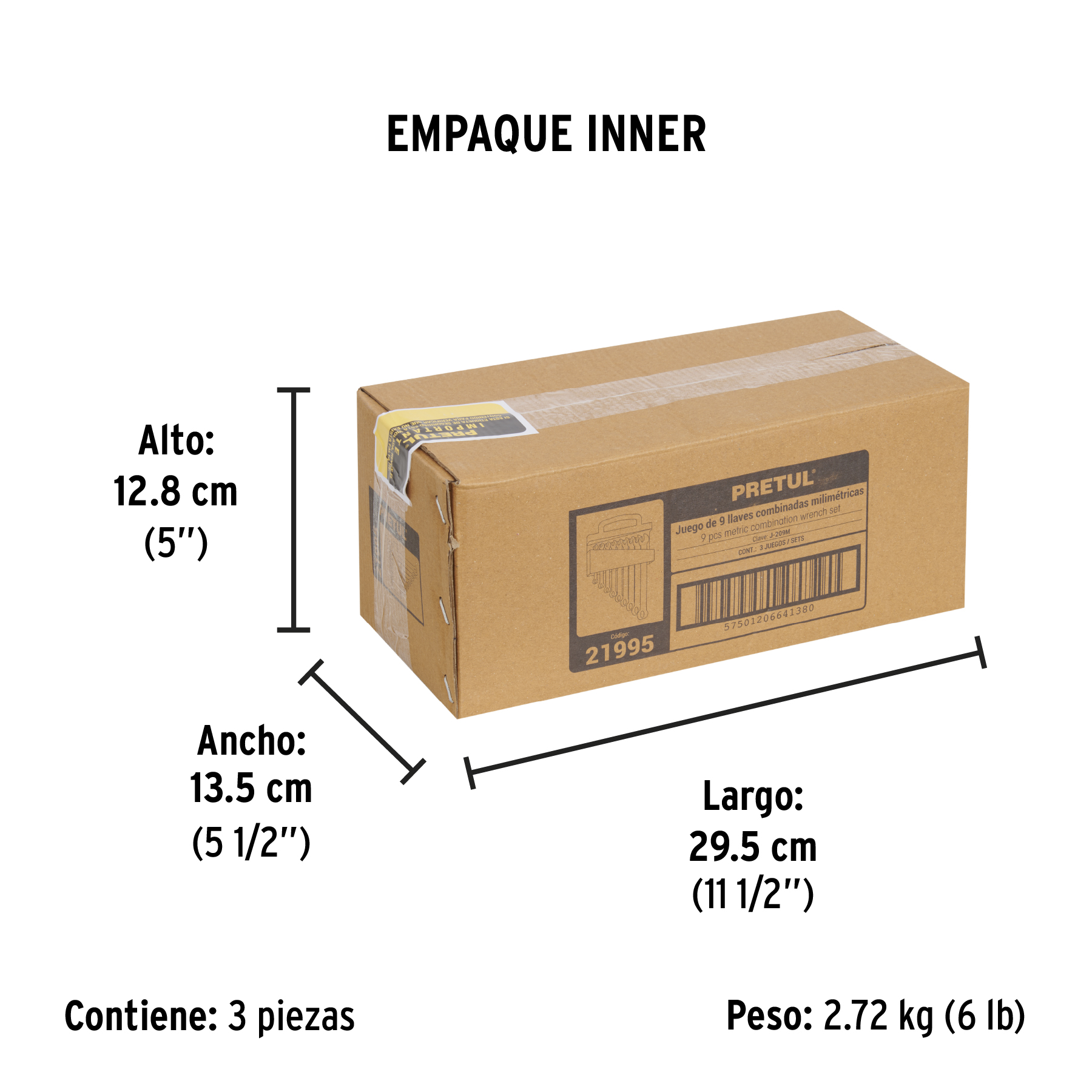 Juego de 9 llaves combinadas mm, PRETUL PRETUL