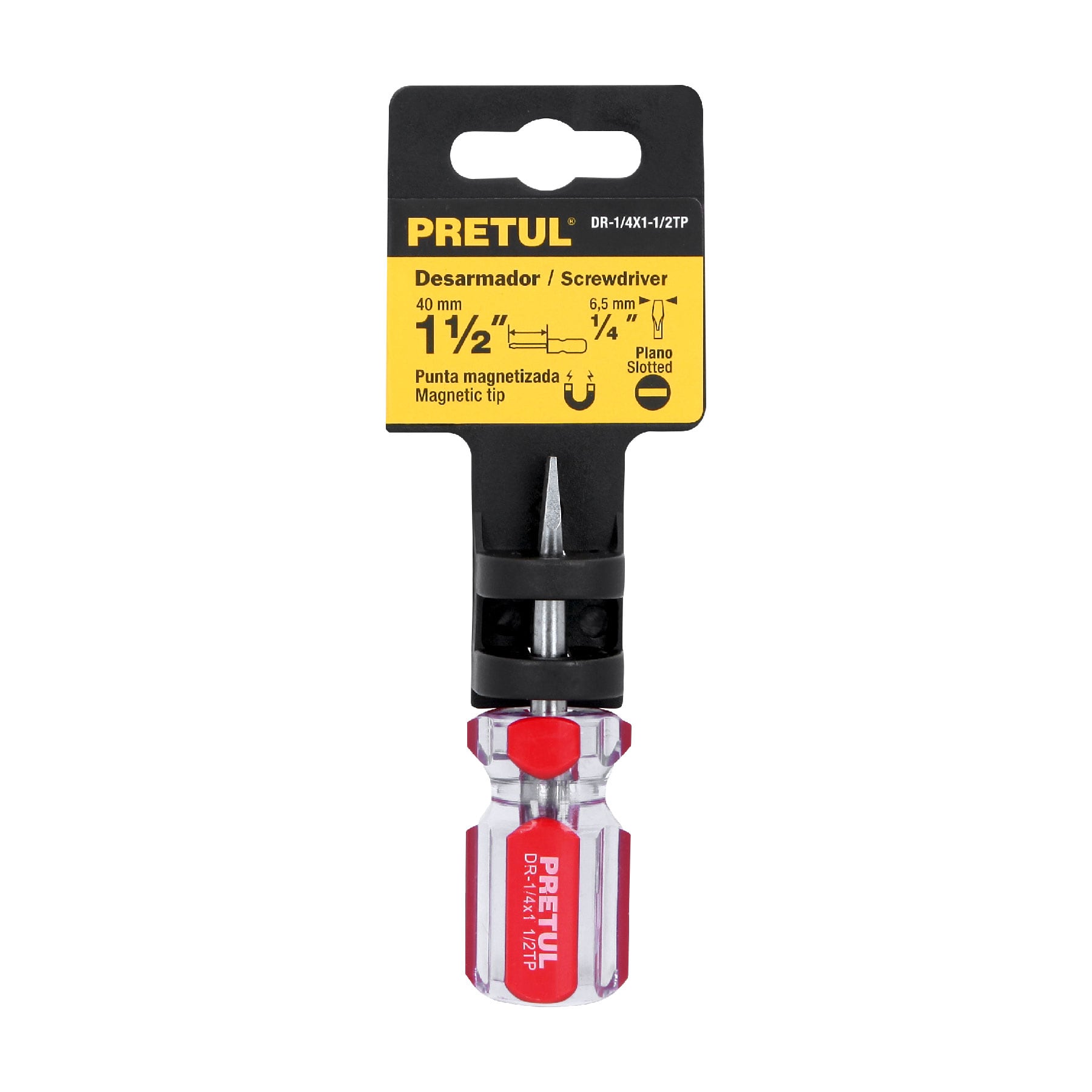 Desarmador plano 1/4 x 1-1/2" mango de PVC, PRETUL PRETUL