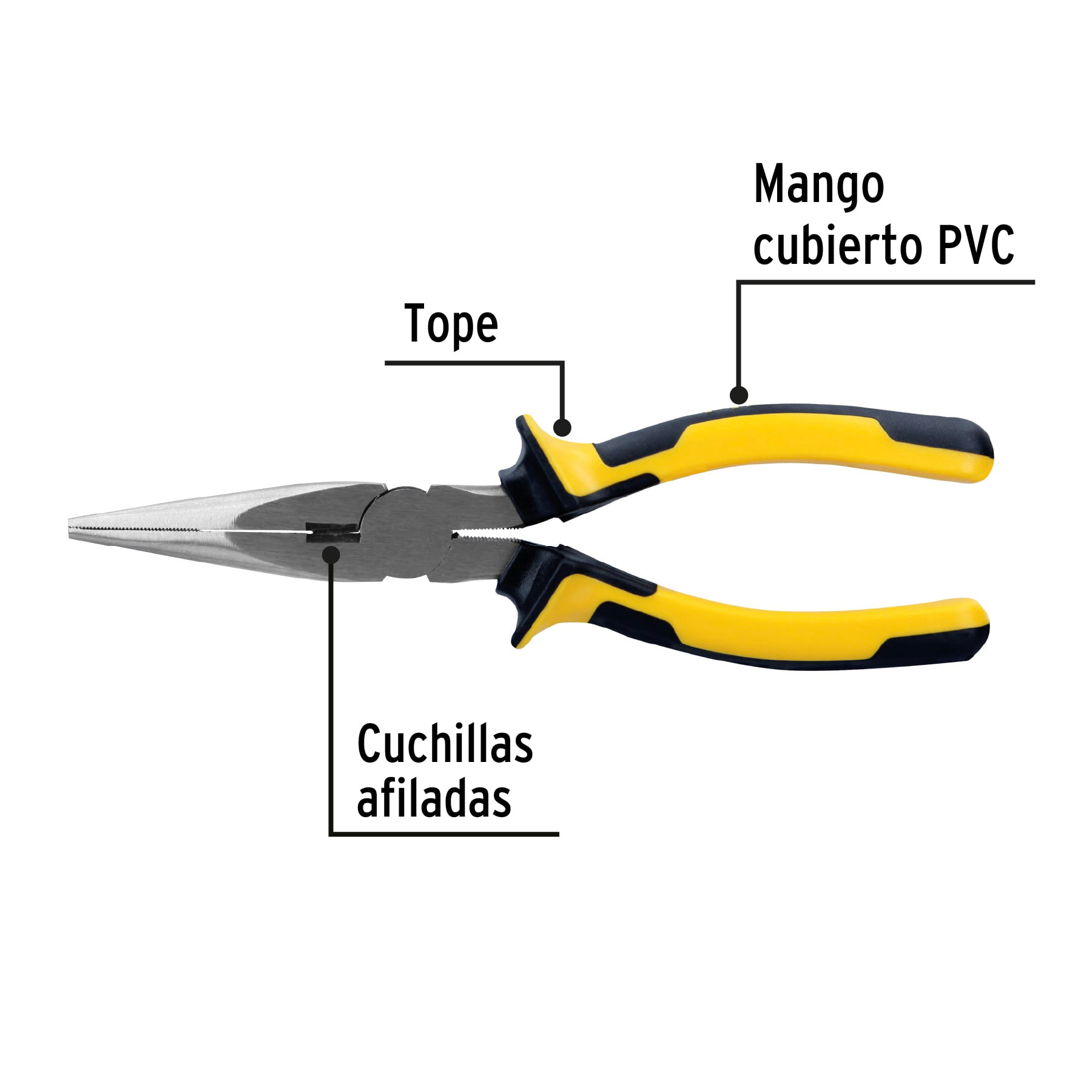 Pinza de punta y corte 8" mango Comfort Grip, PRETUL PRETUL