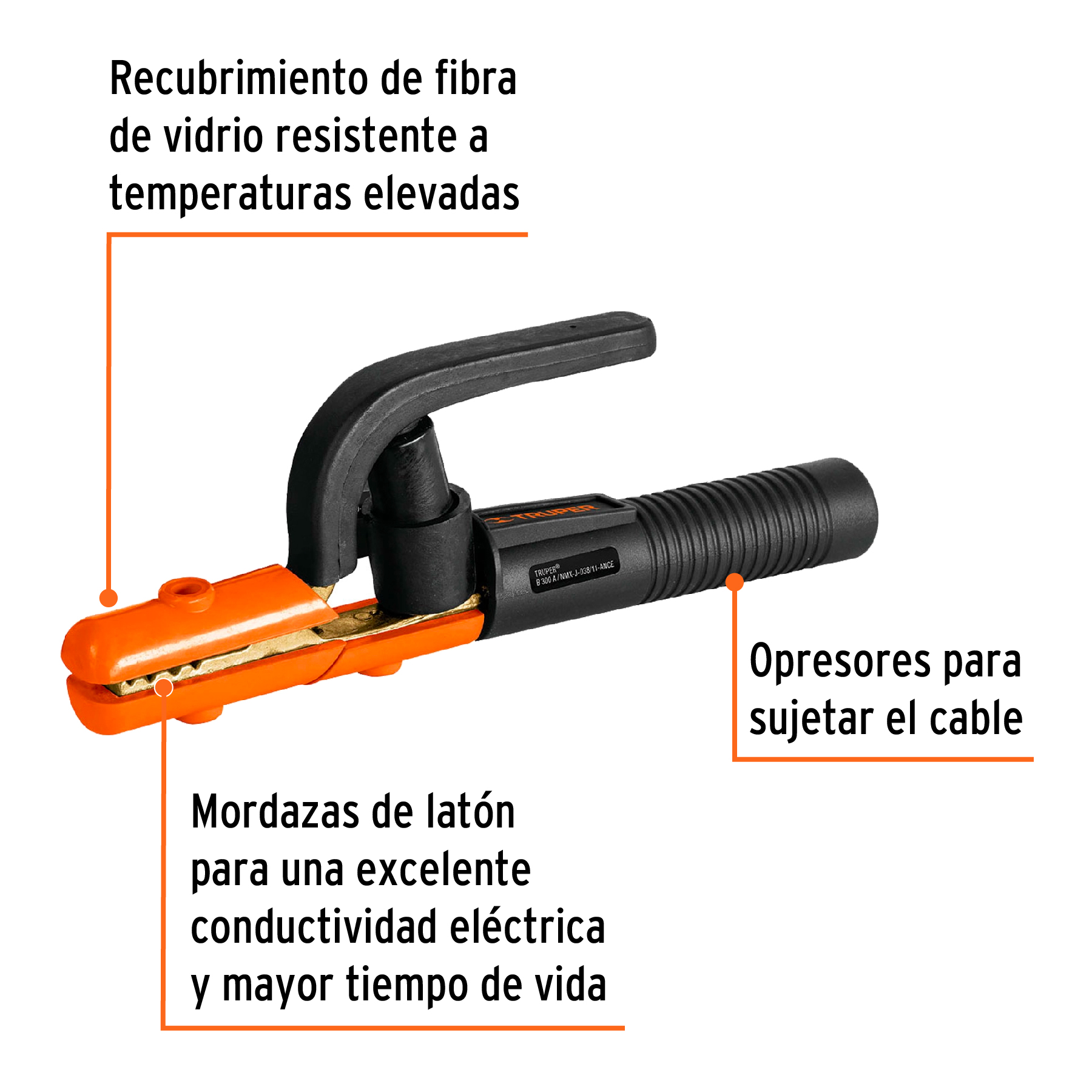 Pinza porta electrodo de 300 A, TRUPER TRUPER