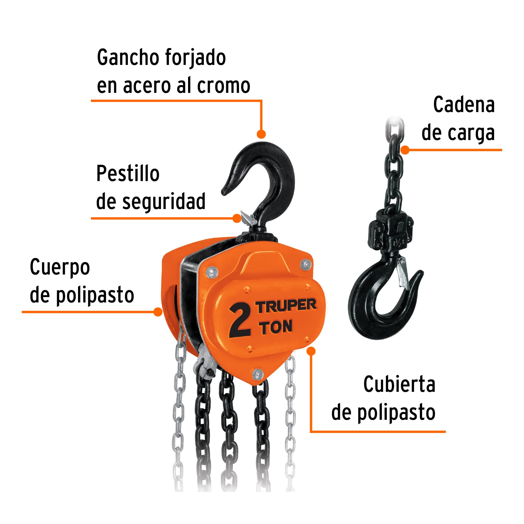Polipasto de cadena de 2 ton, TRUPER TRUPER