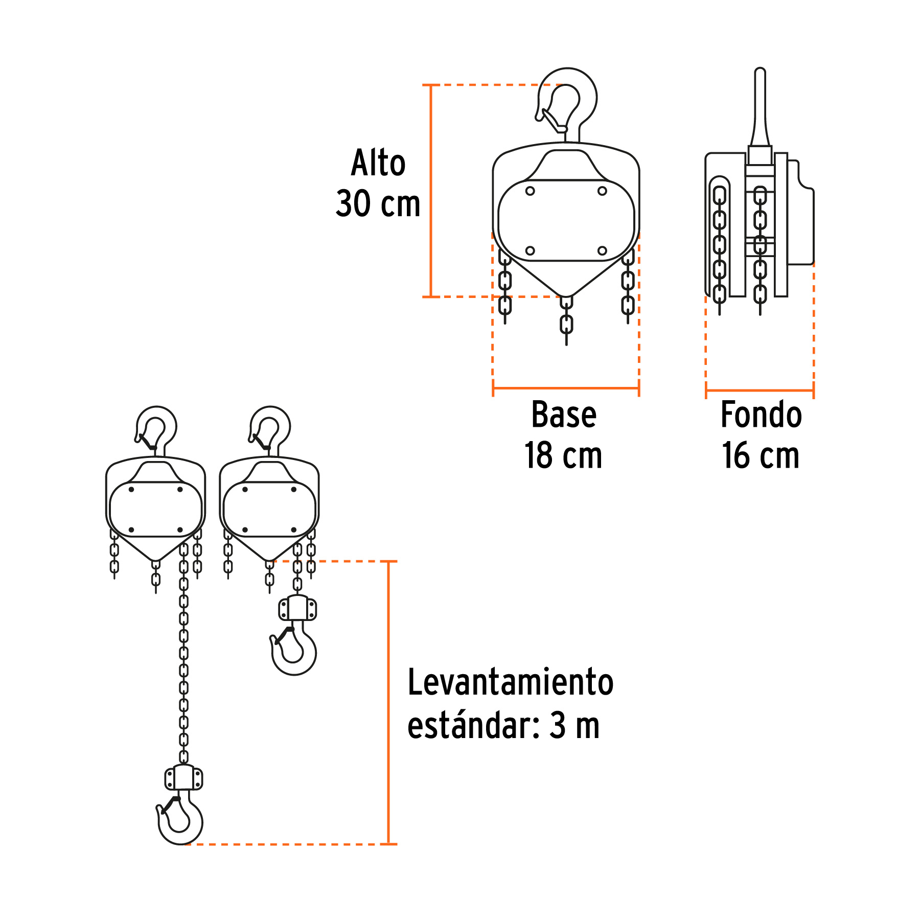 Polipasto de cadena de 2 ton, TRUPER TRUPER