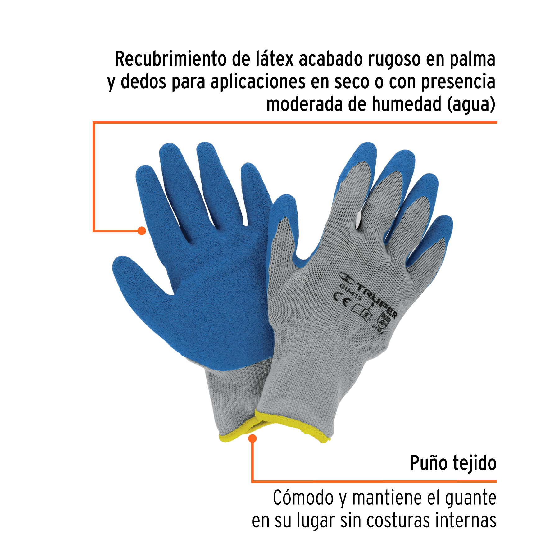 Guantes de poliéster recubiertos de látex, G, TRUPER TRUPER