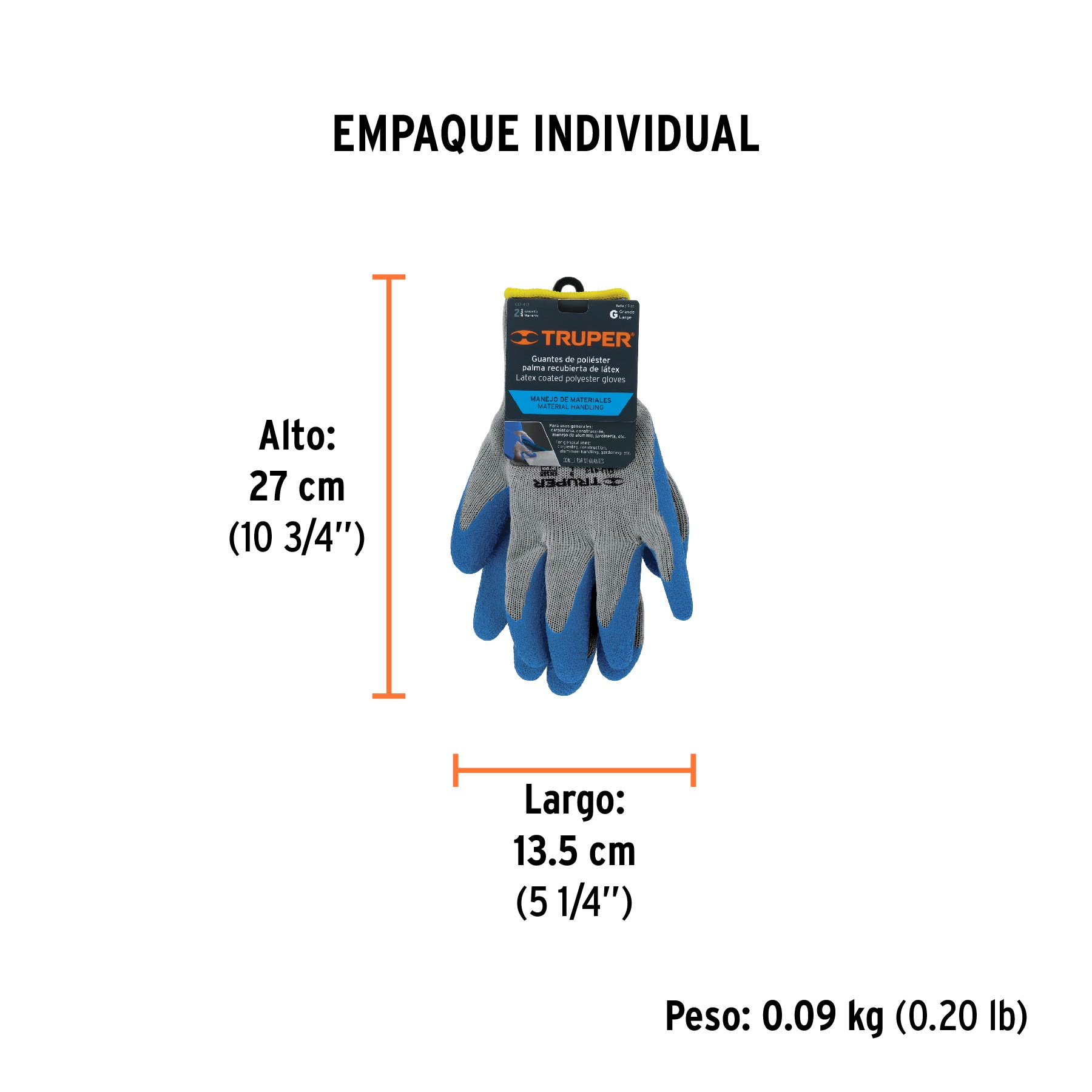 Guantes de poliéster recubiertos de látex, G, TRUPER TRUPER