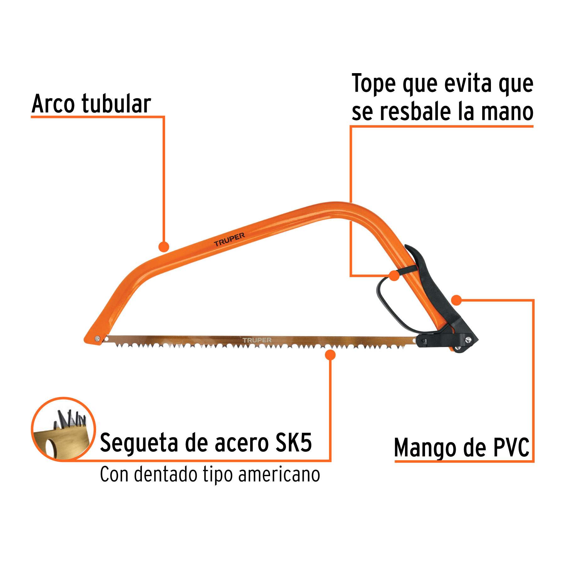 Arco jardinero tubular de 21", TRUPER TRUPER