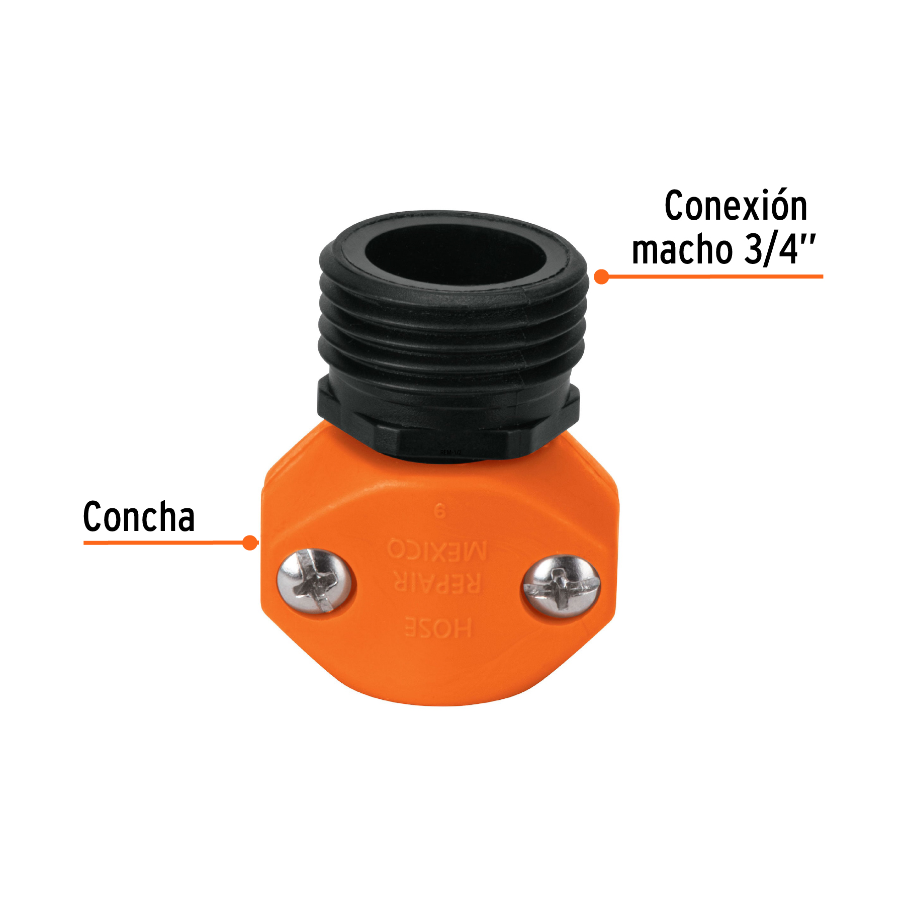 Conector 1/2" macho de ABS para manguera, TRUPER TRUPER
