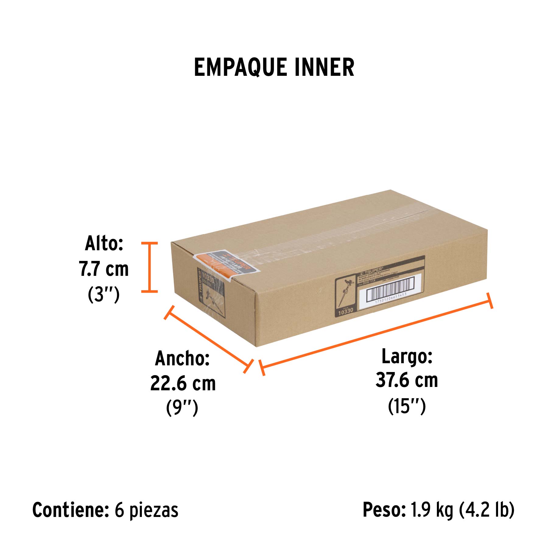 Aspersor metálico 11" dos vías doble chorro, estaca metálica TRUPER