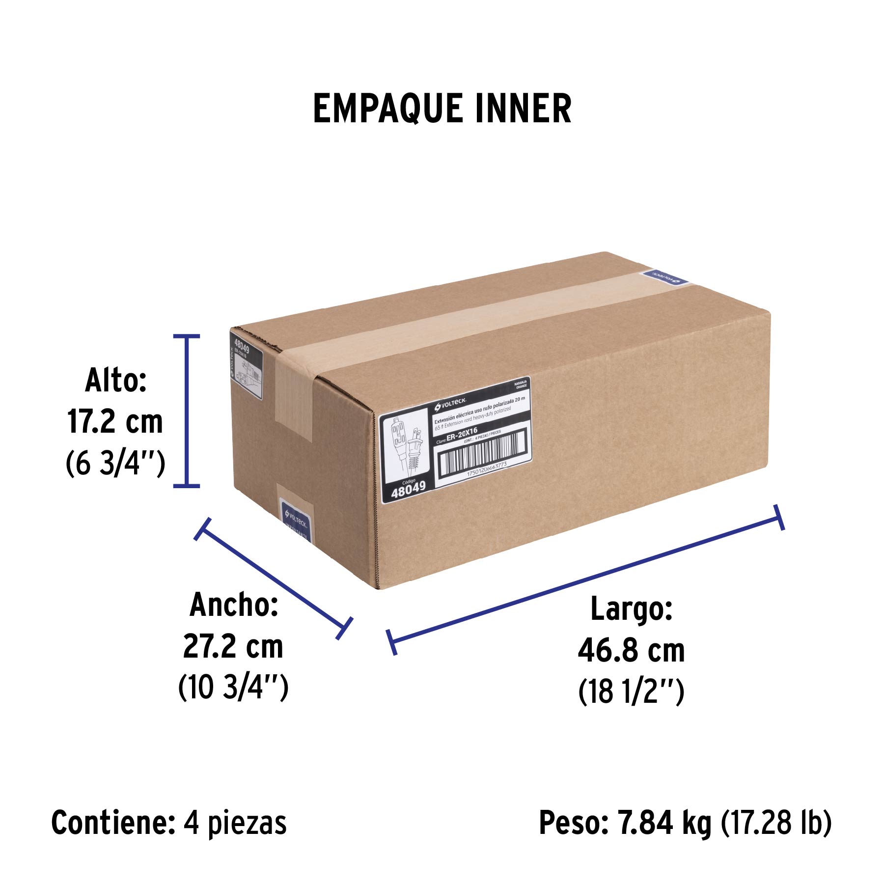 Extensión eléctrica de uso rudo 20 m 2x16 AWG, VOLTECK TRUPER