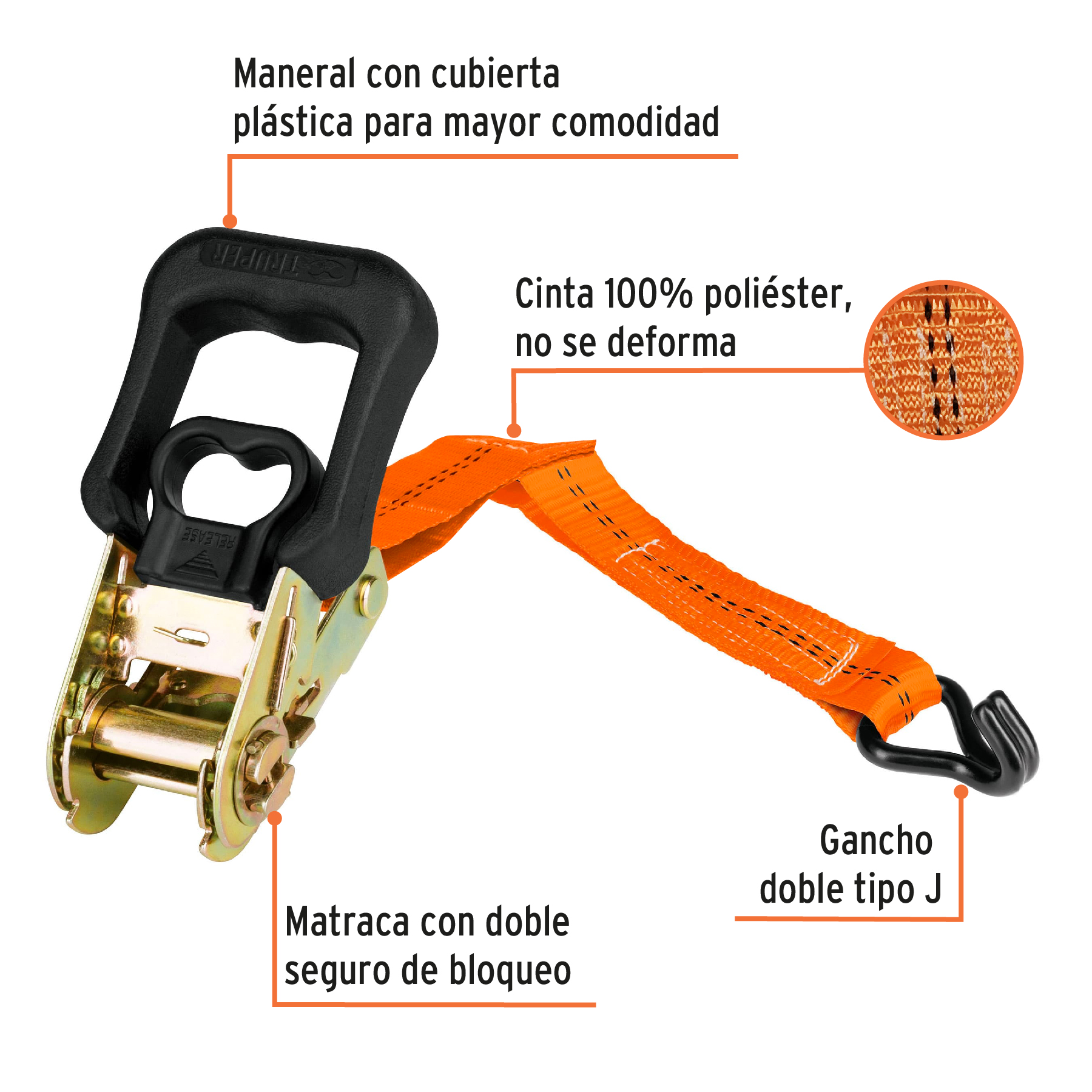Juego de 2 sujetadores con matraca carga máxima 1000 kg TRUPER