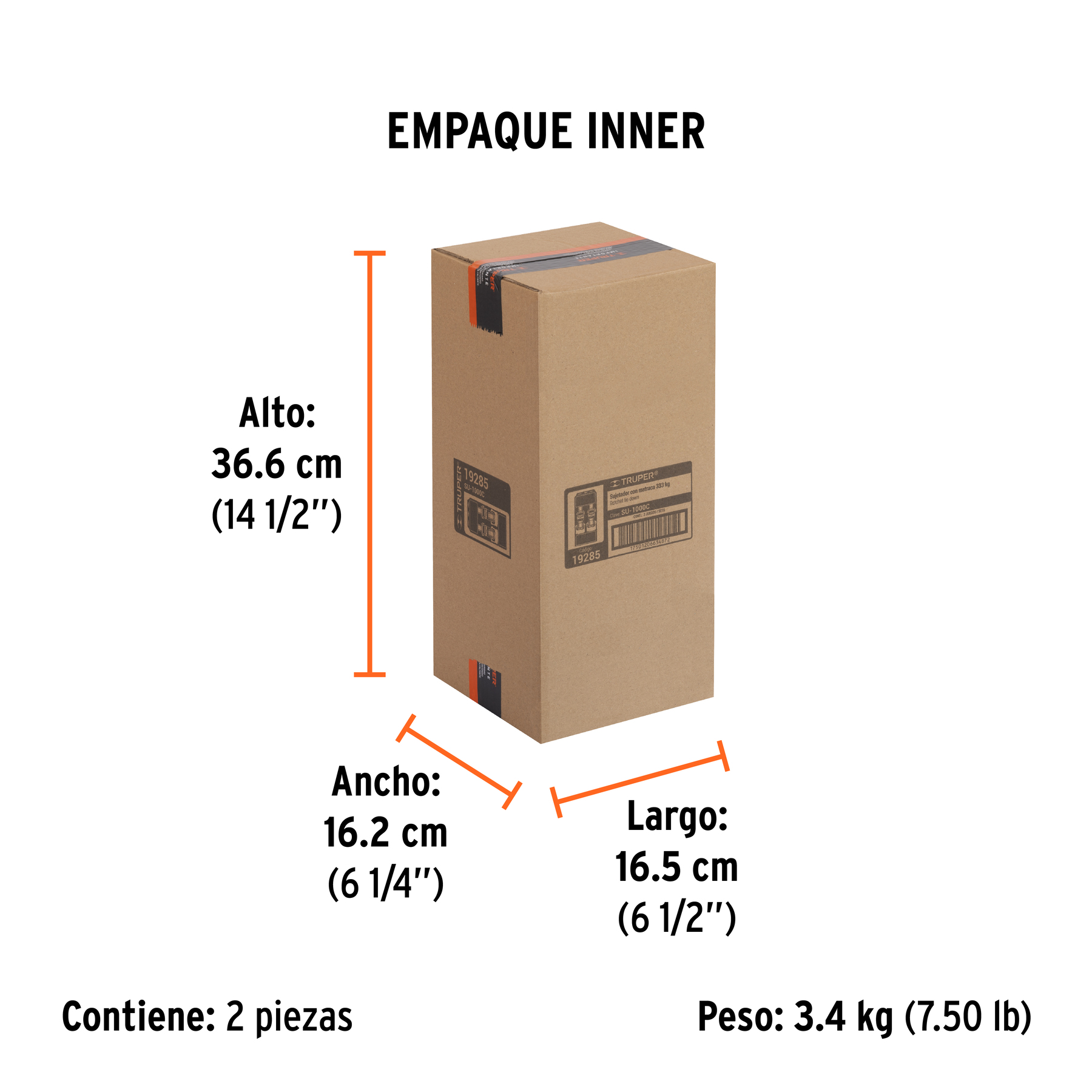 Juego de 2 sujetadores con matraca carga máxima 1000 kg TRUPER