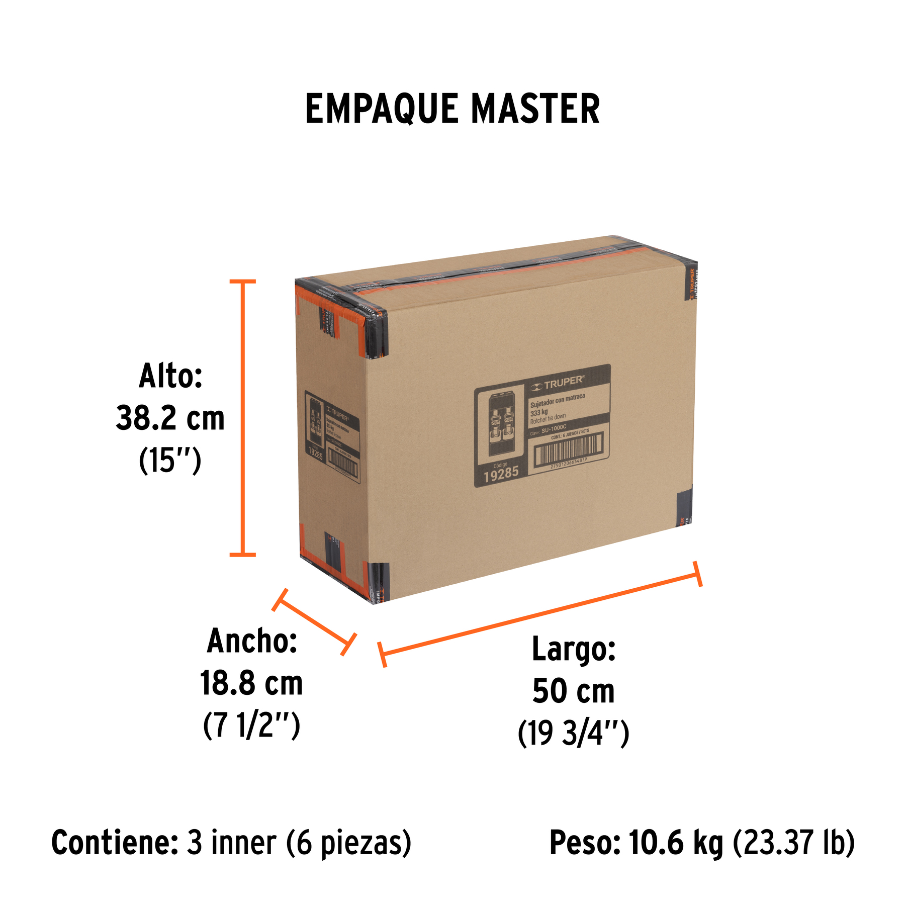 Juego de 2 sujetadores con matraca carga máxima 1000 kg TRUPER