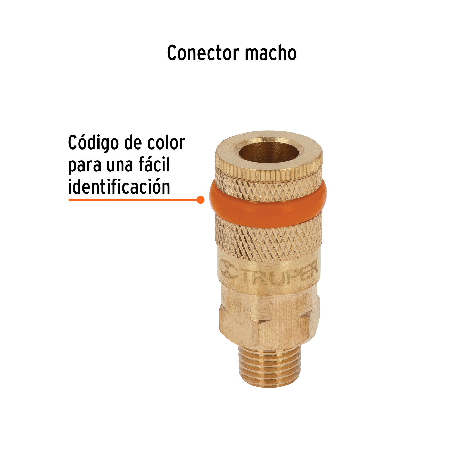 Cople rápido de latón, macho, cuerda 1/4" NPT, TRUPER TRUPER