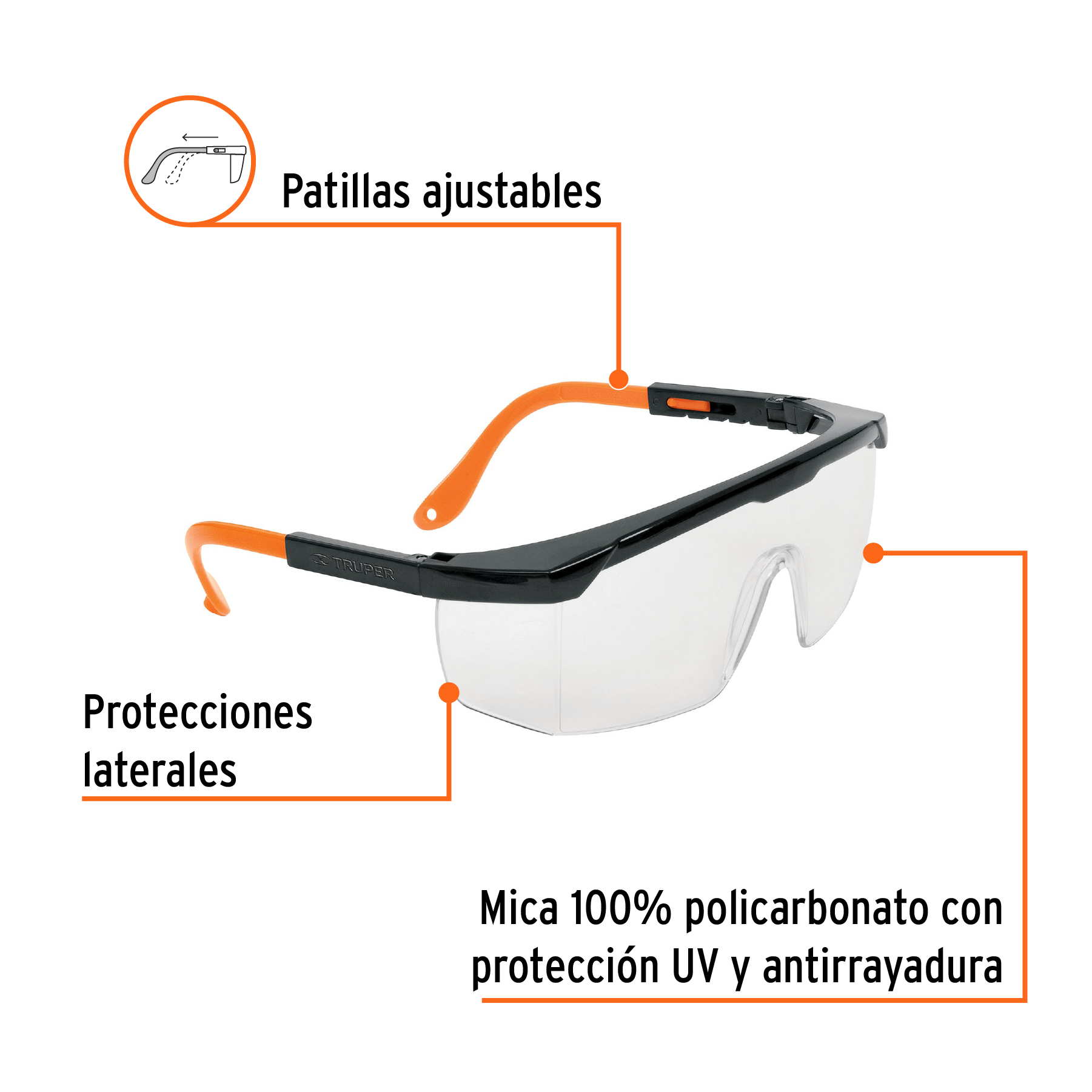 Lentes de seguridad ajustables transparentes, TRUPER Classic TRUPER