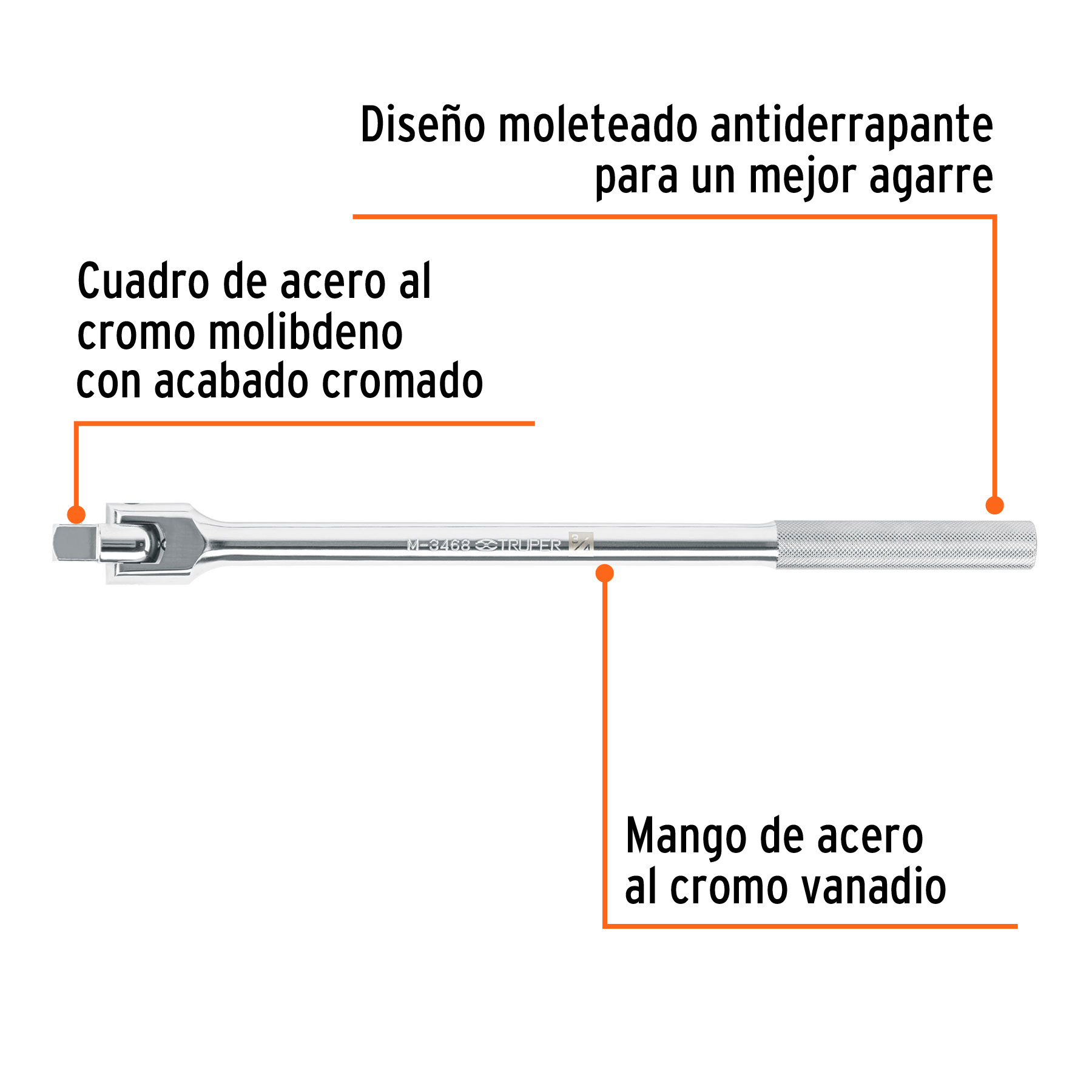 Ratchet Mango articulado con cuadro de 3/4", largo 20", TRUPER TRUPER
