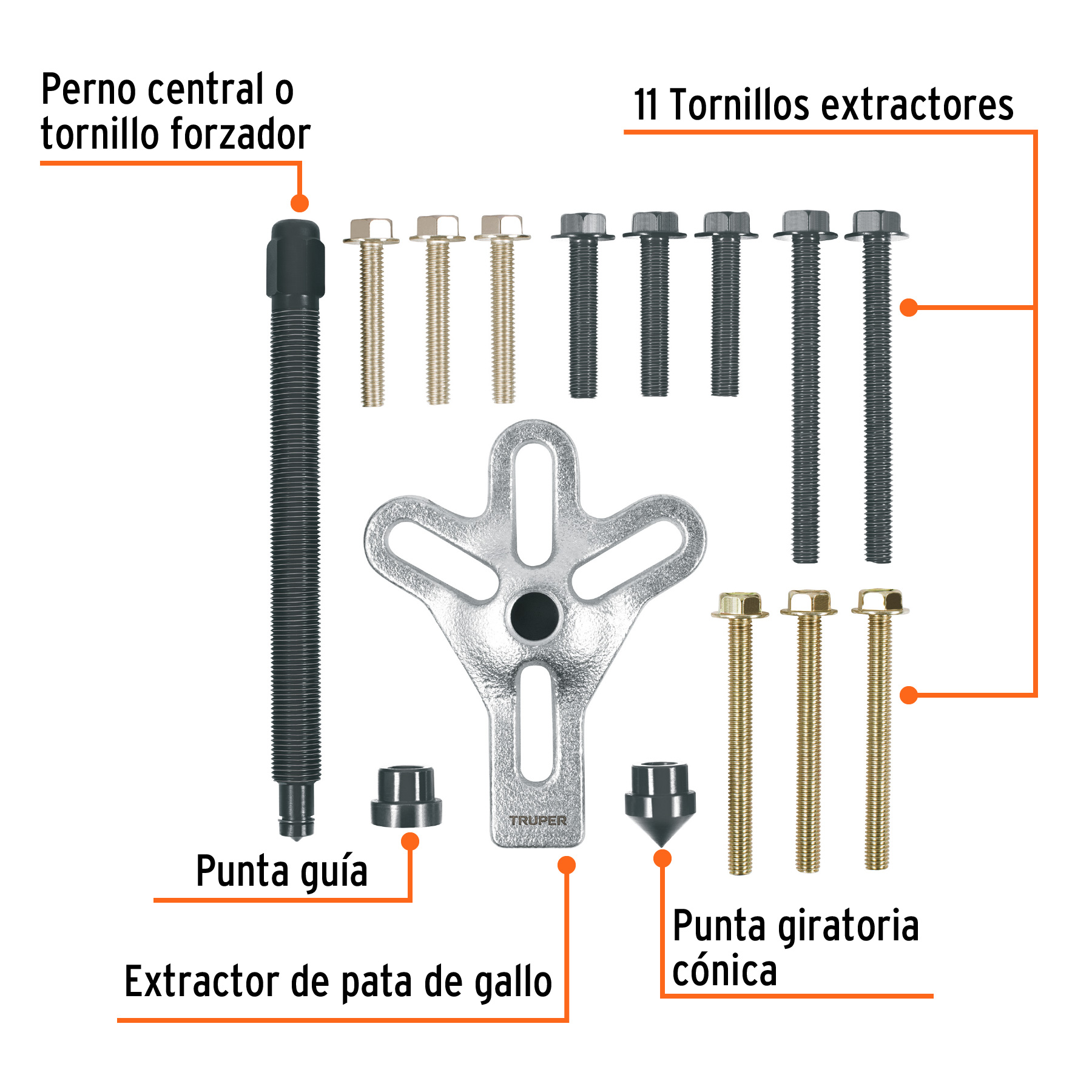 Extractor pata de gallo, 15 piezas, TRUPER TRUPER