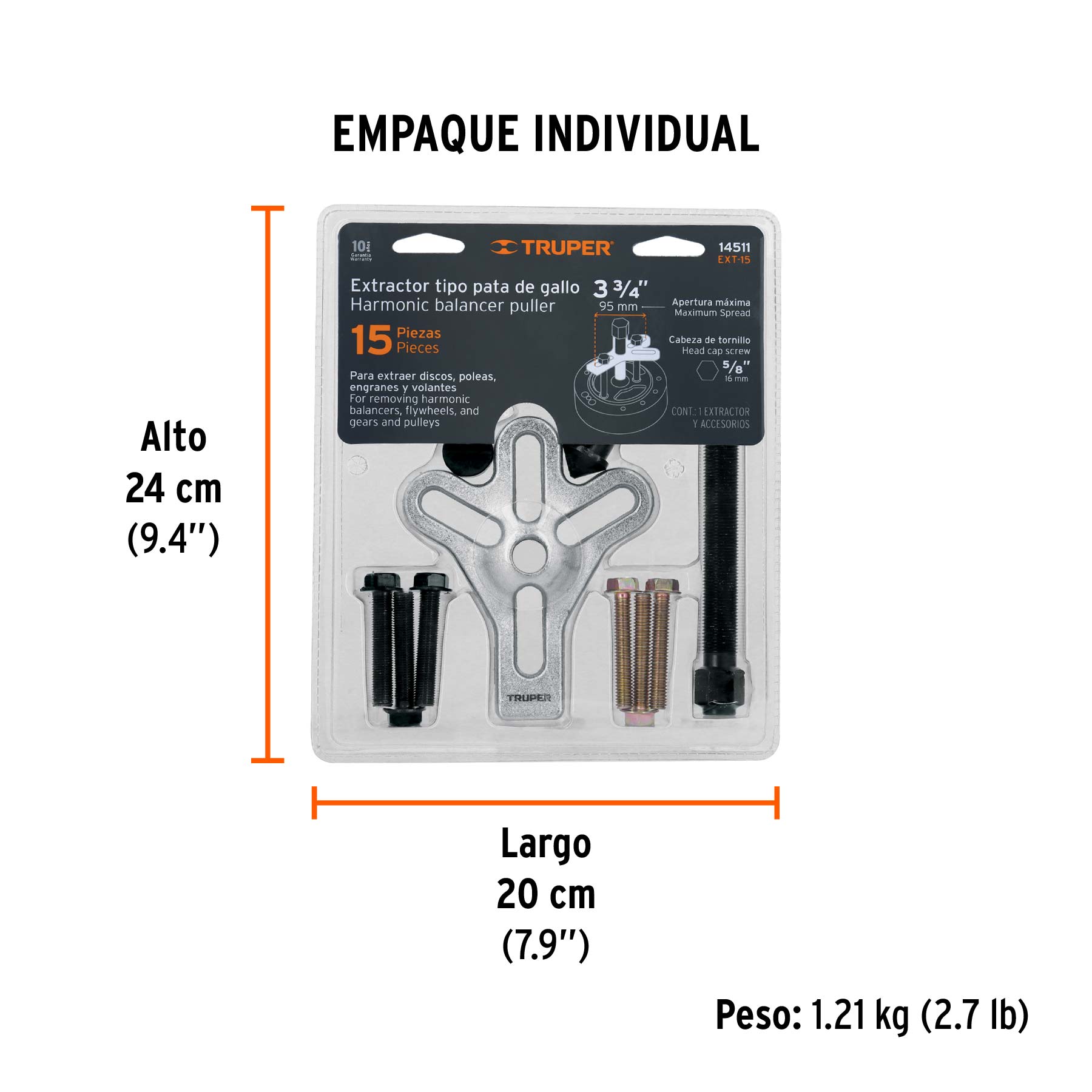 Extractor pata de gallo, 15 piezas, TRUPER TRUPER