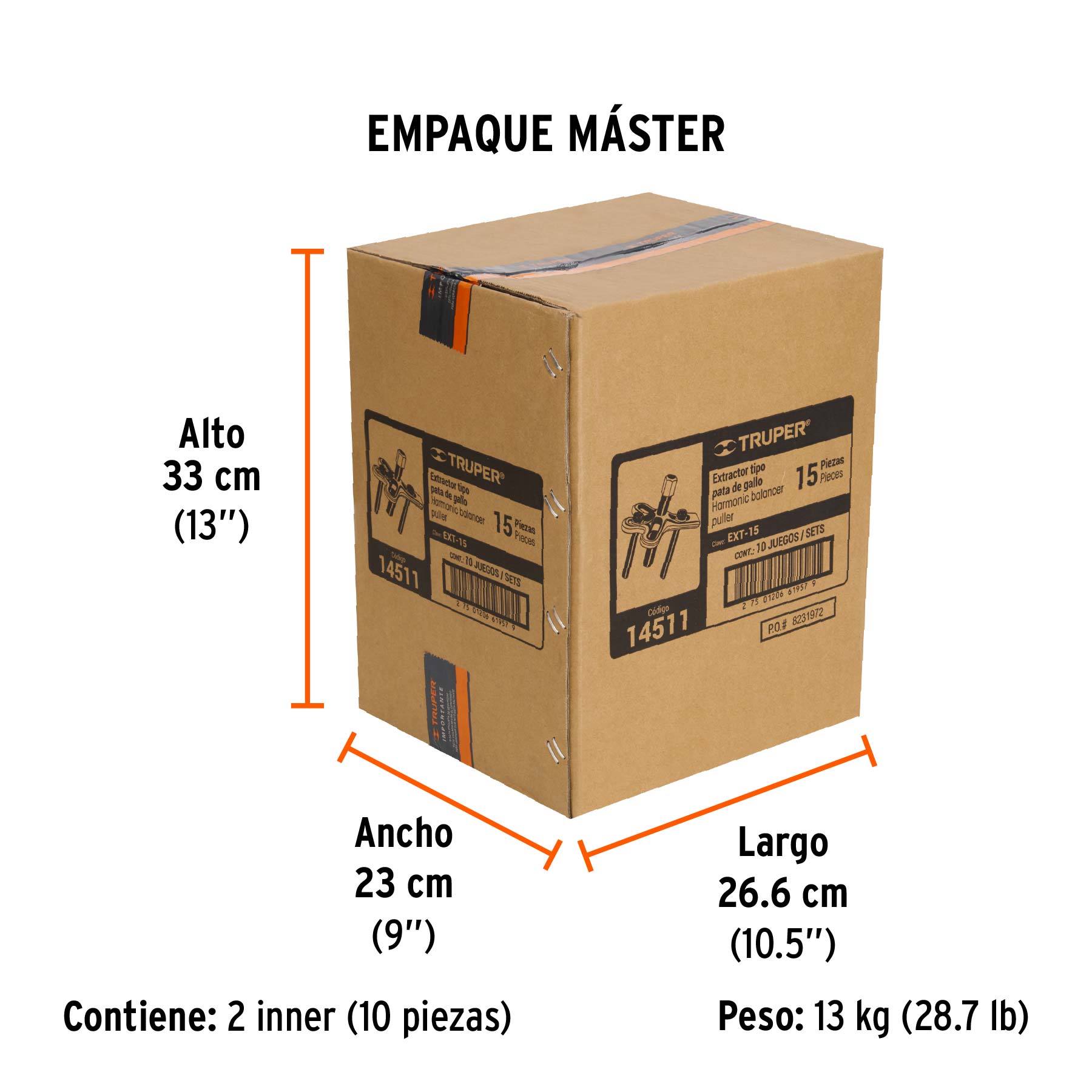 Extractor pata de gallo, 15 piezas, TRUPER TRUPER