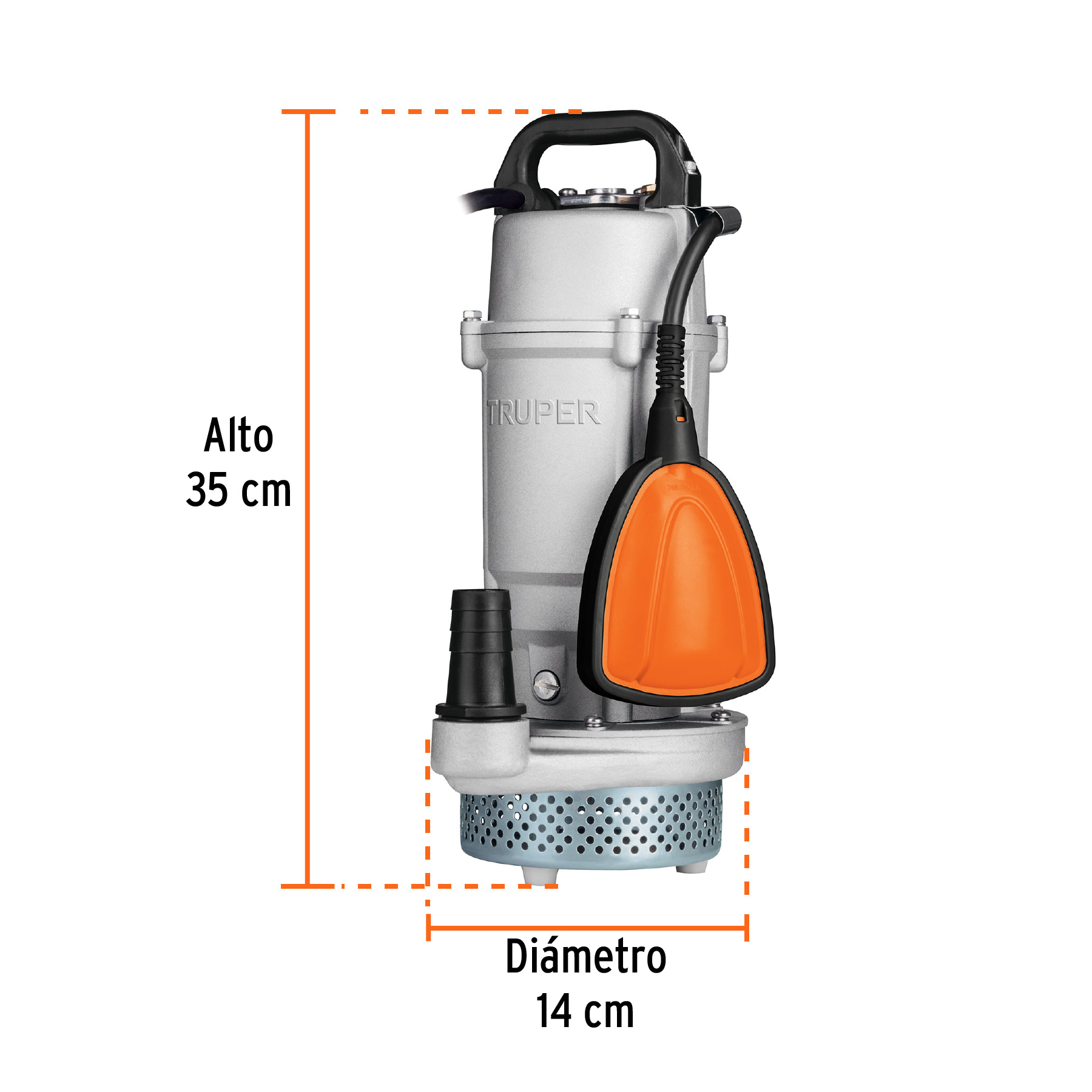 Bomba sumergible cubierta aluminio,agua limpia,1/2HP, TRUPER TRUPER