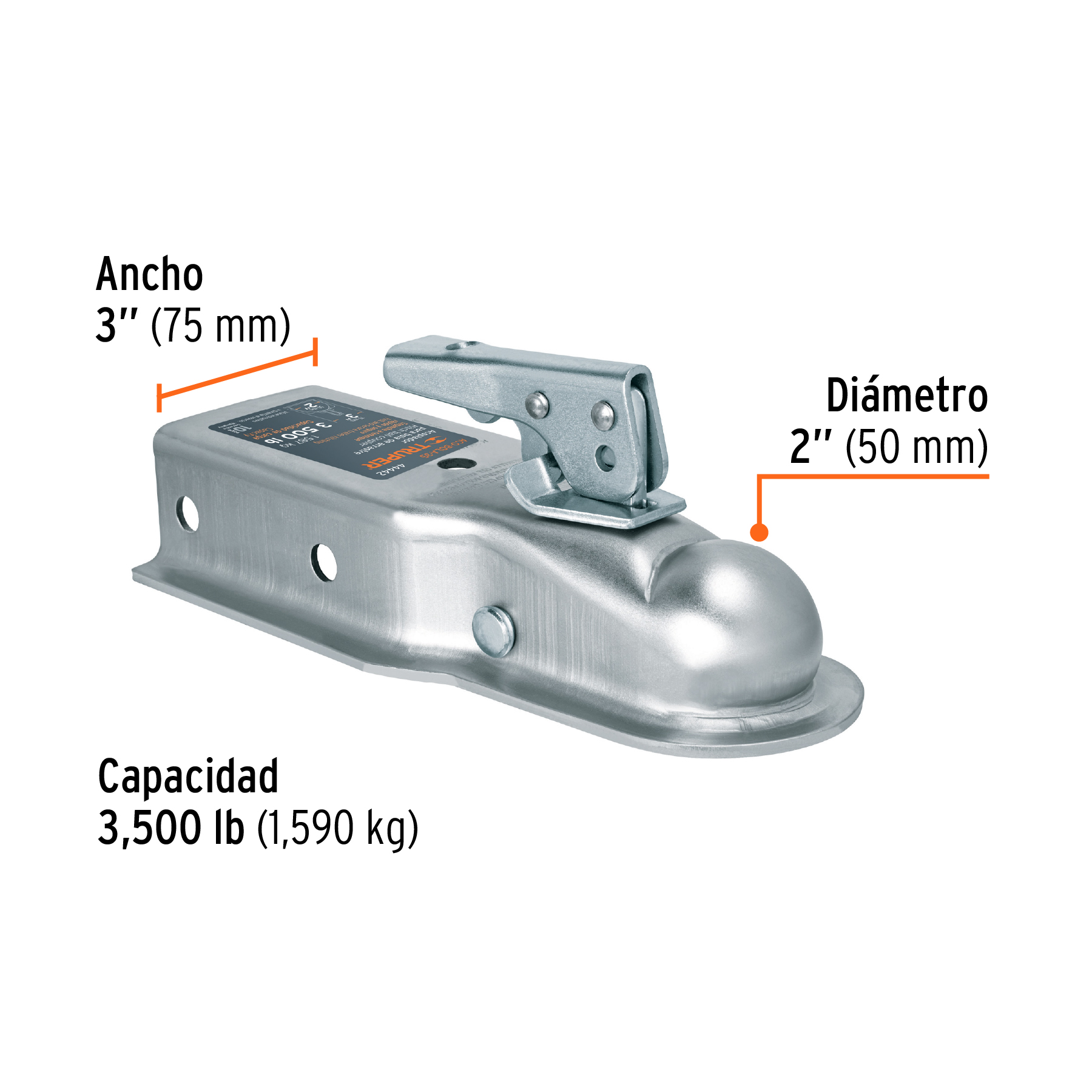 Acoplador para remolque, para bola de 2", TRUPER TRUPER
