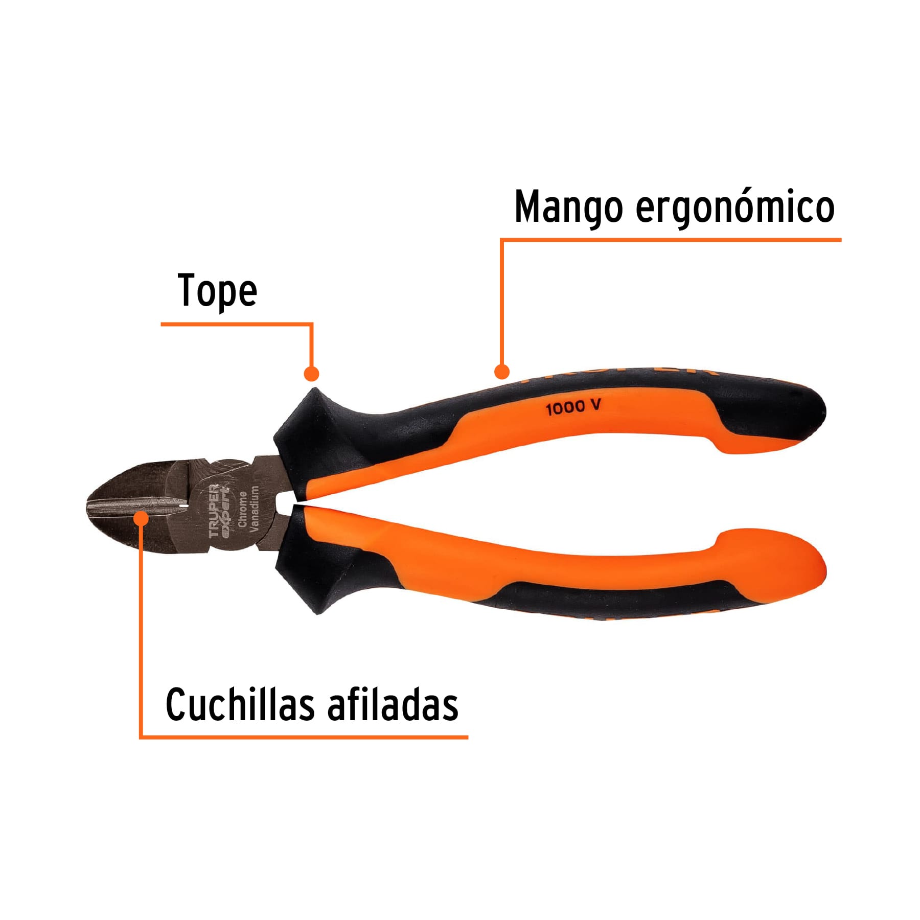 Pinza corte diagonal 6" alta palanca, Comfort Grip, EXPERT TRUPER