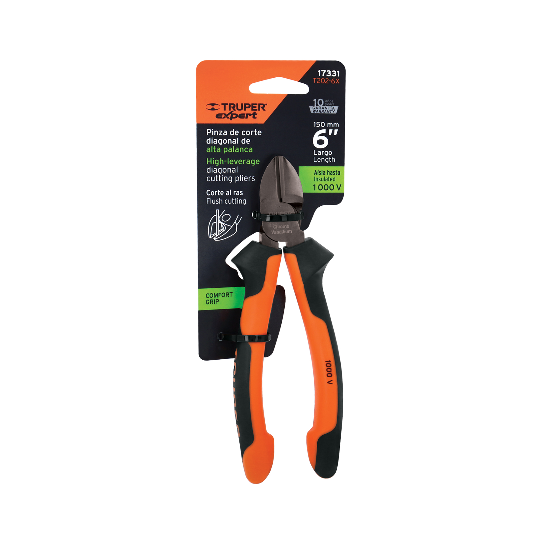 Pinza corte diagonal 6" alta palanca, Comfort Grip, EXPERT TRUPER