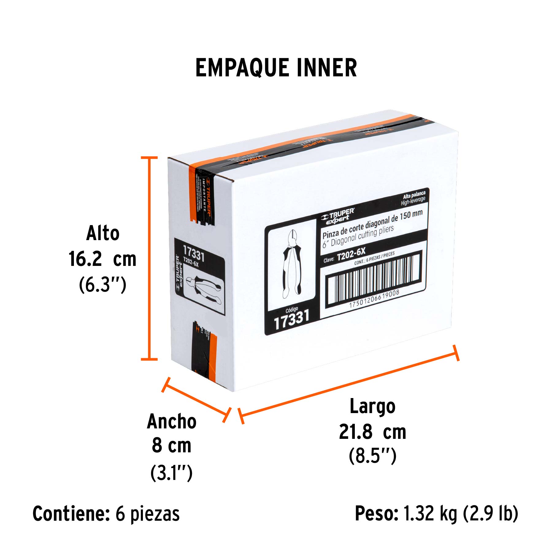 Pinza corte diagonal 6" alta palanca, Comfort Grip, EXPERT TRUPER
